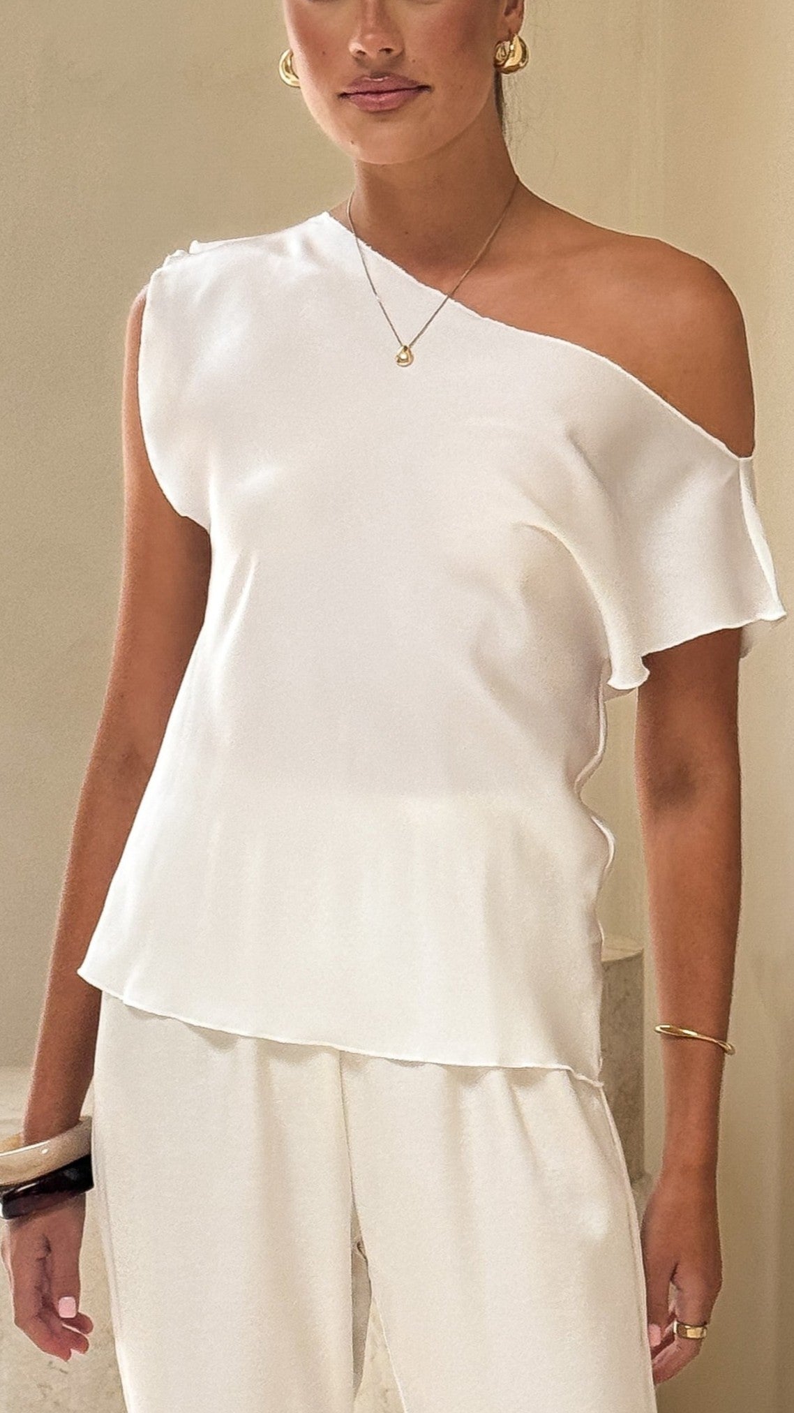 Addien Top Women's White Blouse - Elegant Casual Shirt for Office, Party & Everyday Wear