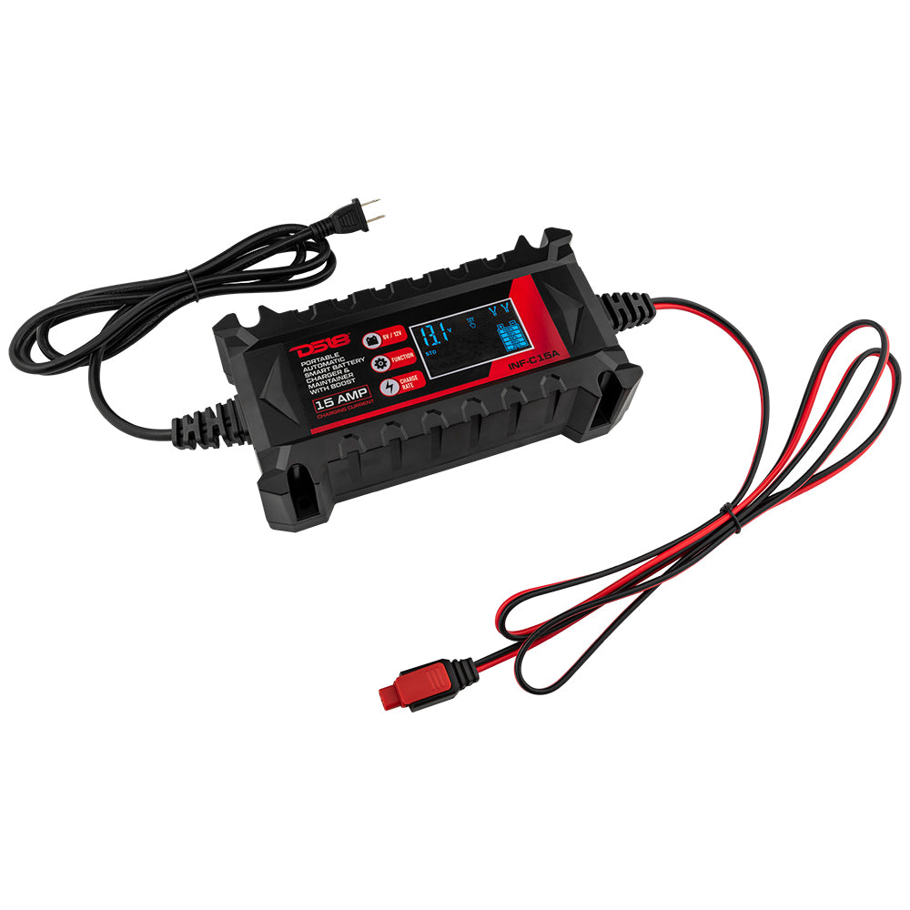 15 AMP Automatic Smart Lithium & AGM Car Battery Charger Maintainer - Perfect for Cars, Trucks, Motorcycles, RVs & Marine Batteries - All-Season Protection & Maintenance
