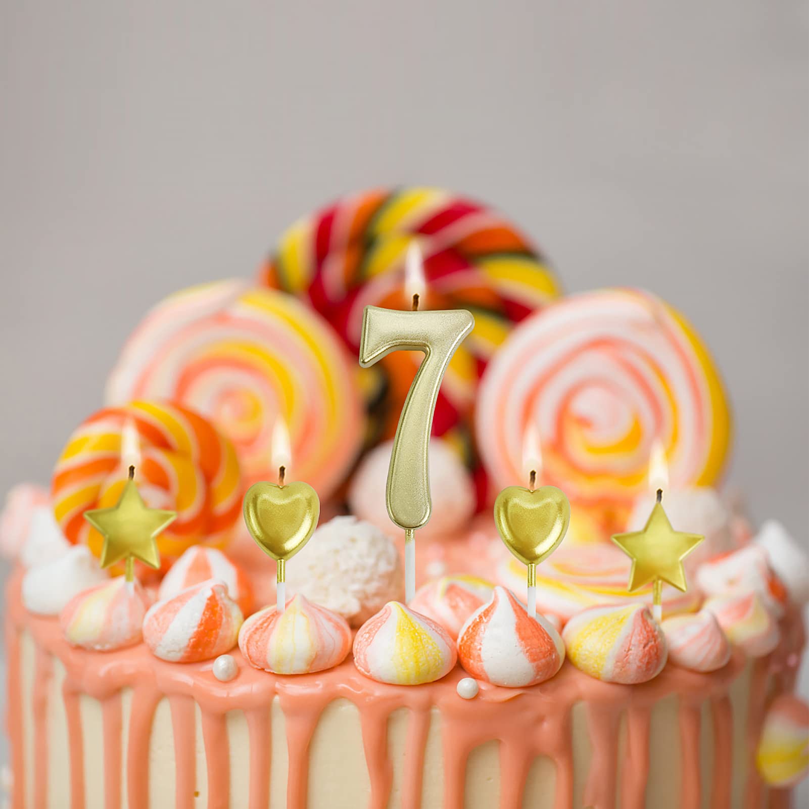 6 Gold Birthday Candles for Cake - Kids & Adults Party Decor