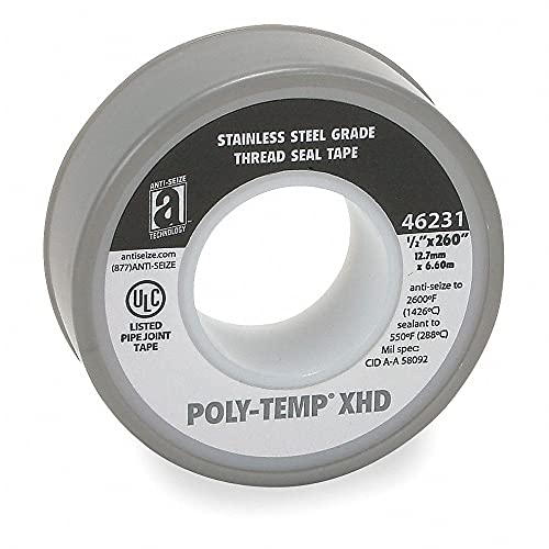 High-Temp Nickel Anti-Seize Thread Sealant Tape with PTFE, 1/2