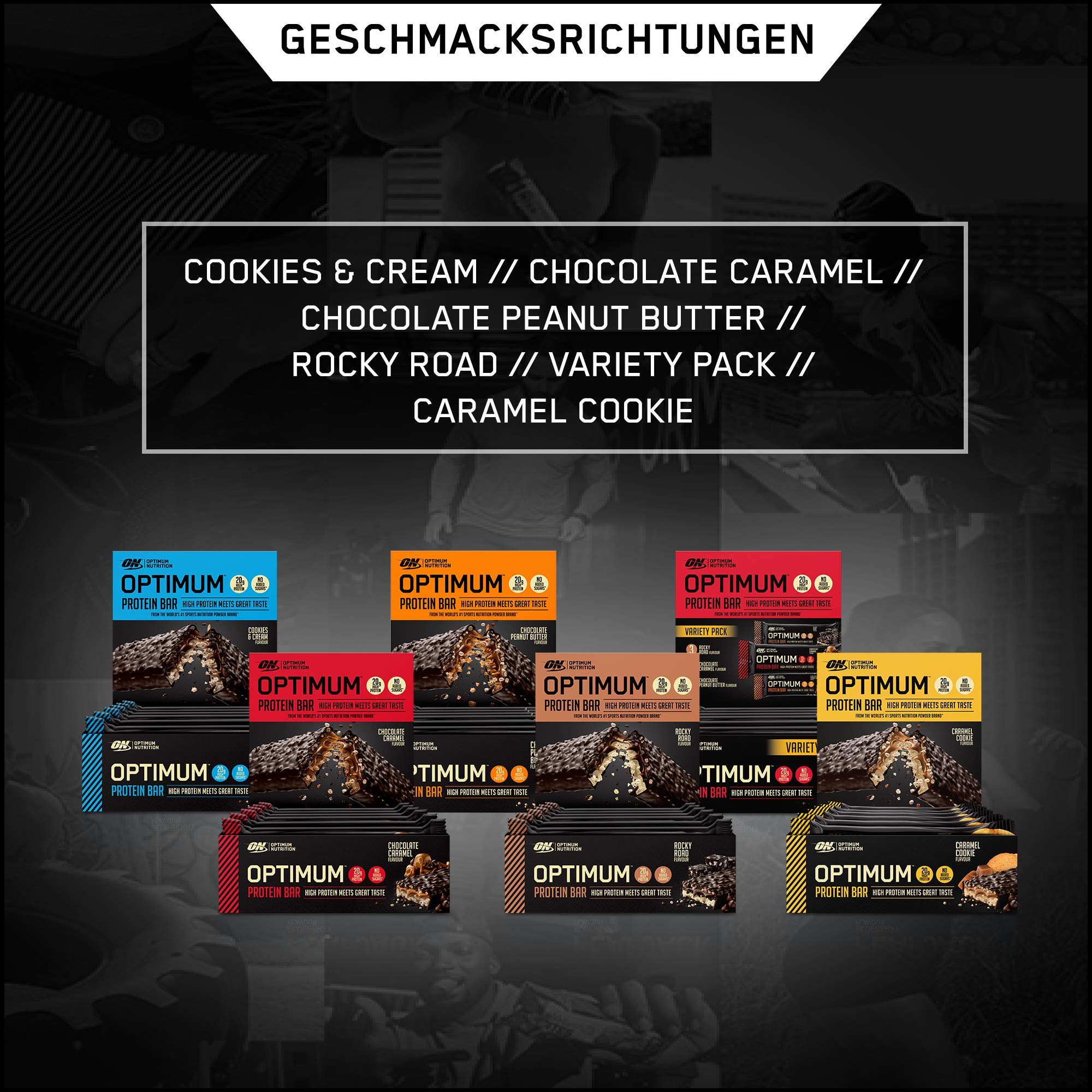 Optimum Nutrition ON Protein Bar - Low Carb, High Protein (20g) with Whey Isolate, No Added Sugar, Chocolate Caramel Flavor - 10 Pack (60g Each) | Perfect for Post-Workout Recovery & Healthy Snacking