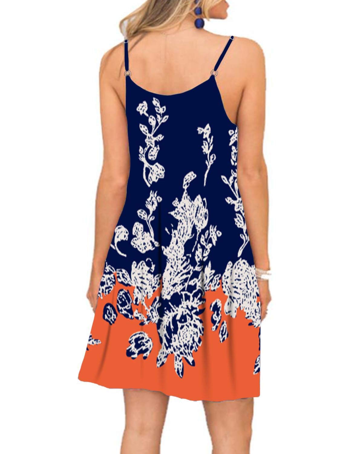 BEUFRI Women's Summer Spaghetti Strap Casual Swing Tank Dress with Pockets - Beach Cover Up, Poolside Lounge, Vacation Outfit, Boho Chic Style