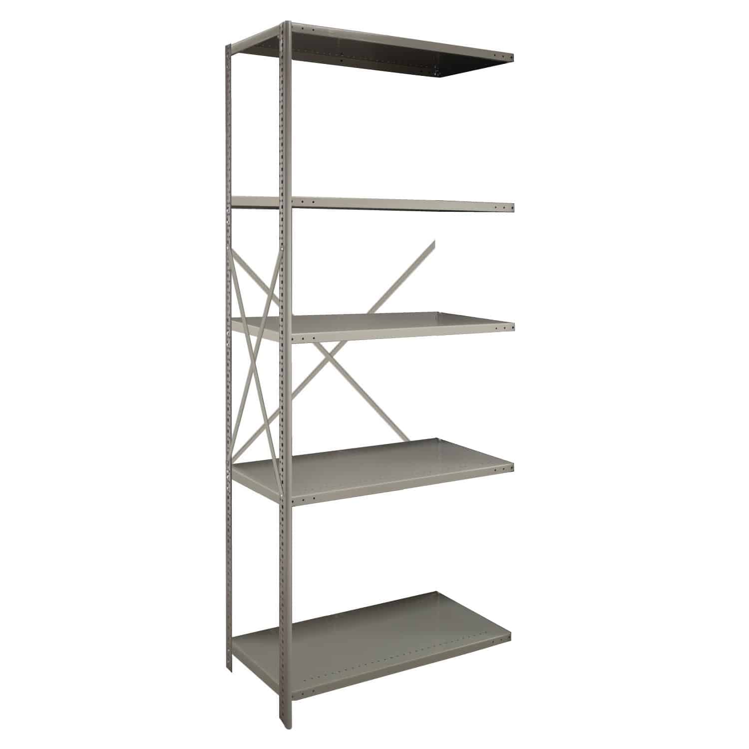 2000 Series Open Steel Shelving Unit - Heavy Duty Beaded Post Design with 5 Adjustable Shelves for Garage, Warehouse & Retail Storage Organization