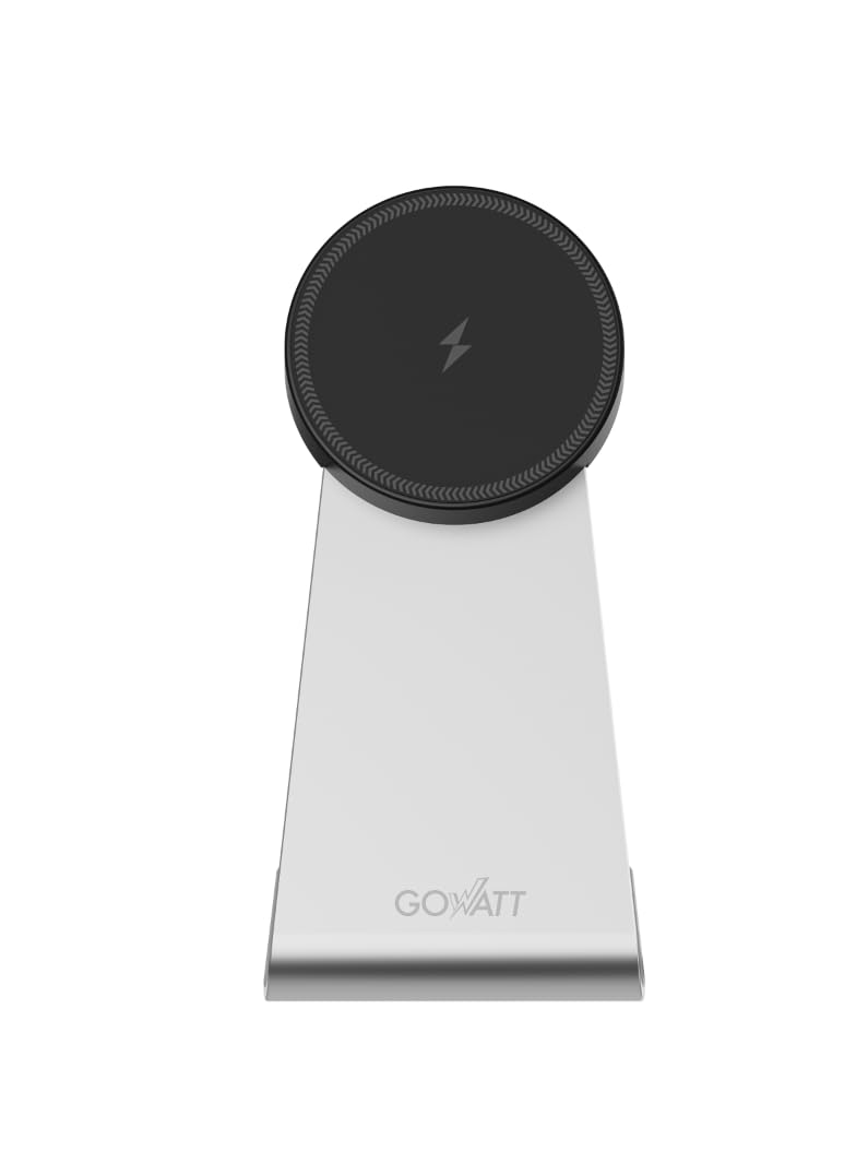 GOWATT 15W Fast Wireless Charger Stand - Aluminum Alloy Magnetic Charging Station with USB-C Cable | Compatible with iPhone 16/15/14/13/12 Series, Galaxy S23/S22/S21/S20, Note & Pixel | Perfect for Home, Office & Travel Charging