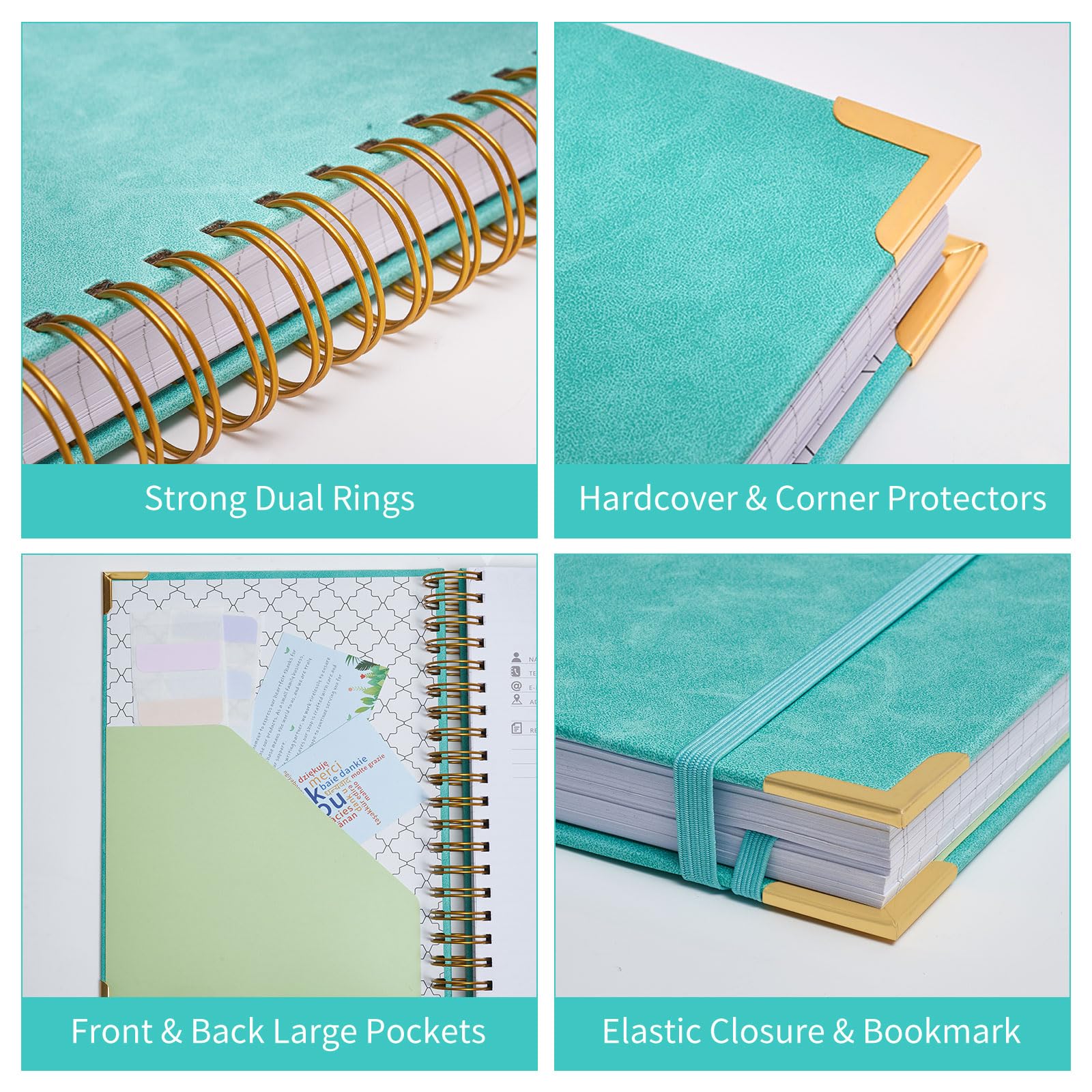 Premium Spiral Notebook - 365 Page Hardcover Leather Journal, B5 Lined Notebook for Work & School, College Ruled Writing Journal with 24 Index Tabs (8