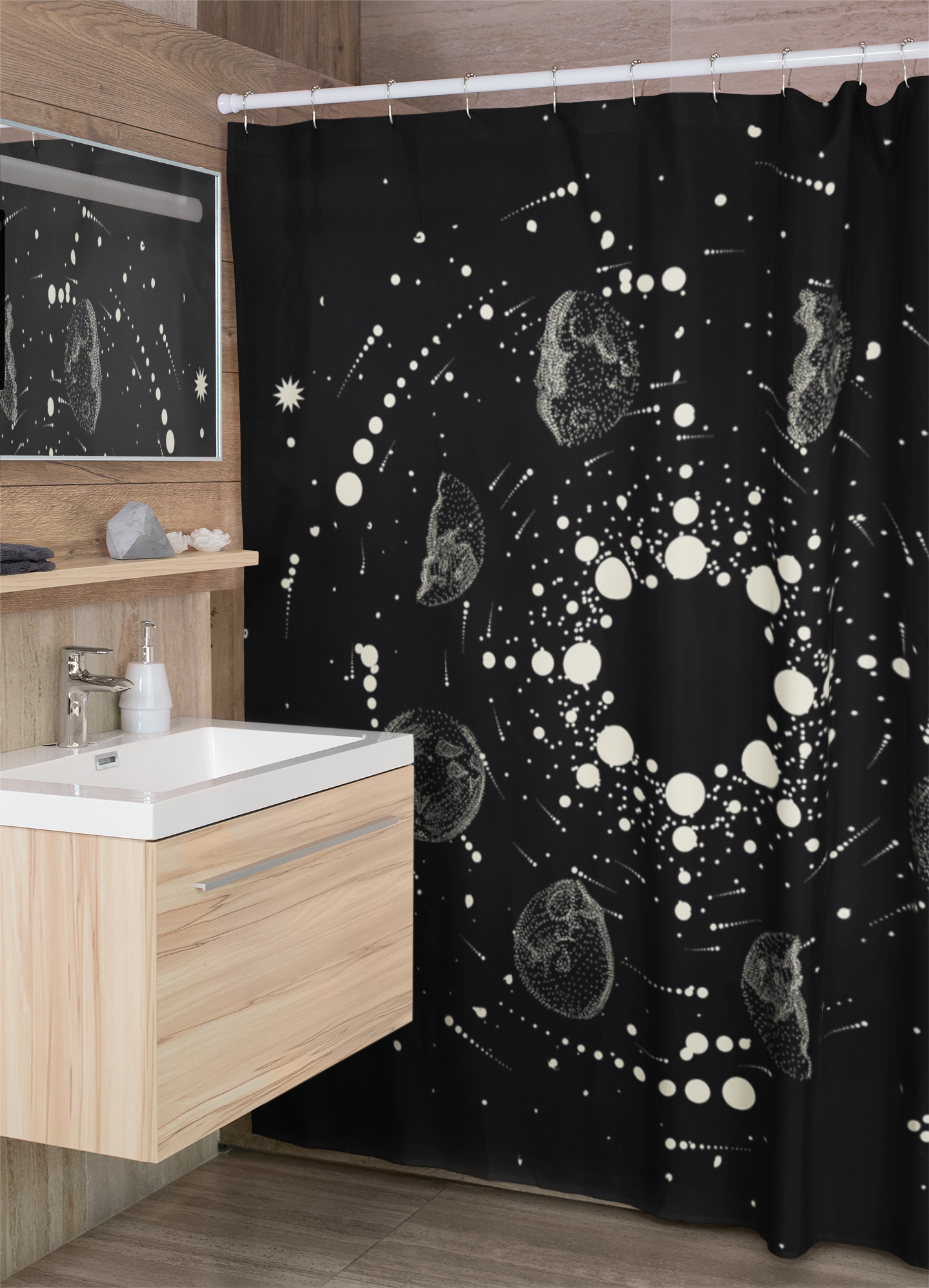 Celestial Zodiac Shower Curtain - Waterproof Bathroom Decor with 12 Zodiac Signs for Astrology Lovers - Perfect for Bathroom, Spa, and Dorm Room Decor