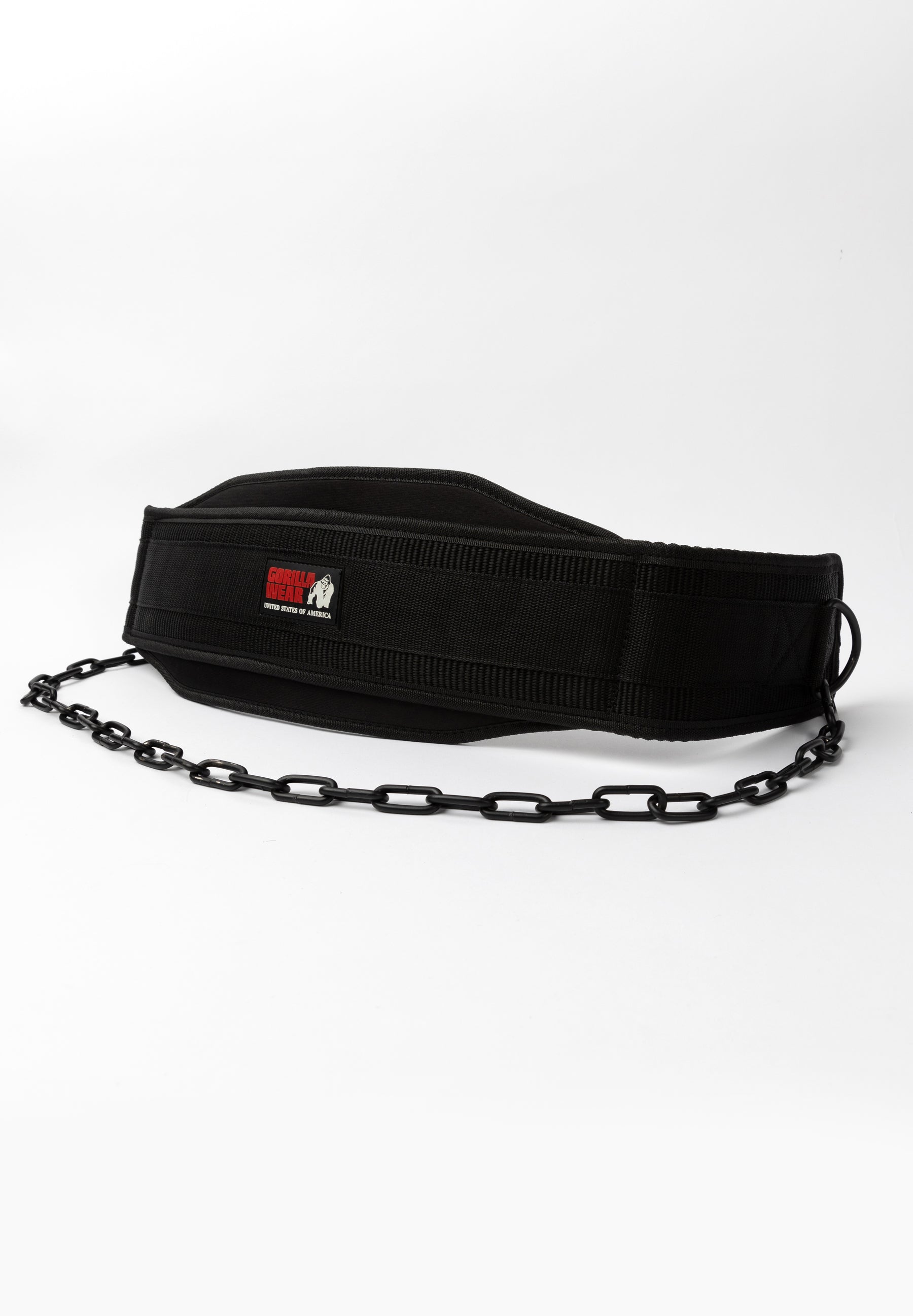 Gorilla Wear Nylon Dip Belt for Weightlifting - Heavy Duty Black Strength Training Belt for CrossFit, Gym & Home Workouts