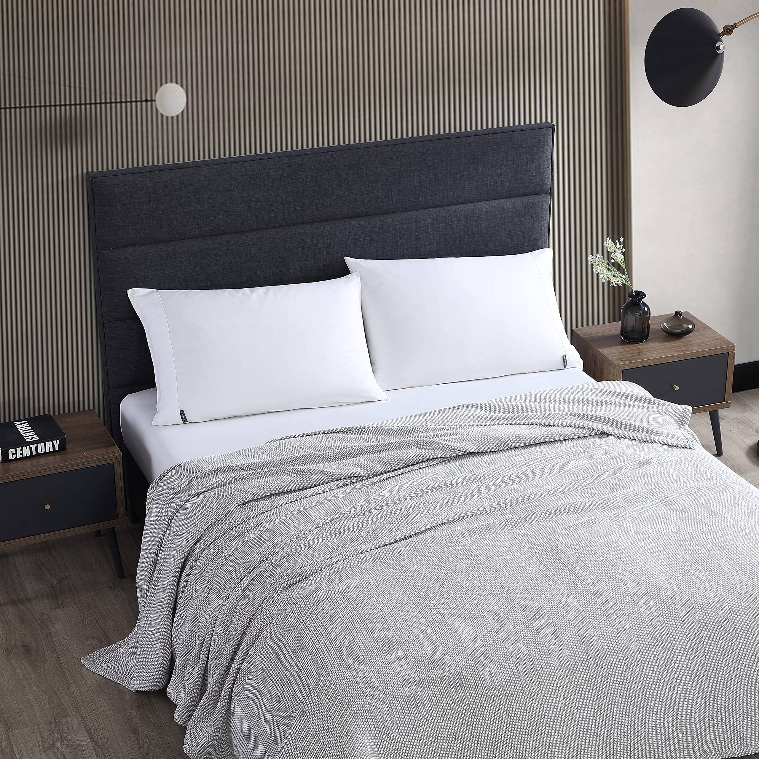 Vera Wang Queen Size Blanket - Breathable 100% Cotton All-Season Chenille Pique Bedding Set (Grey) - Perfect for Master Bedroom, Guest Room & Cozy Home Decor