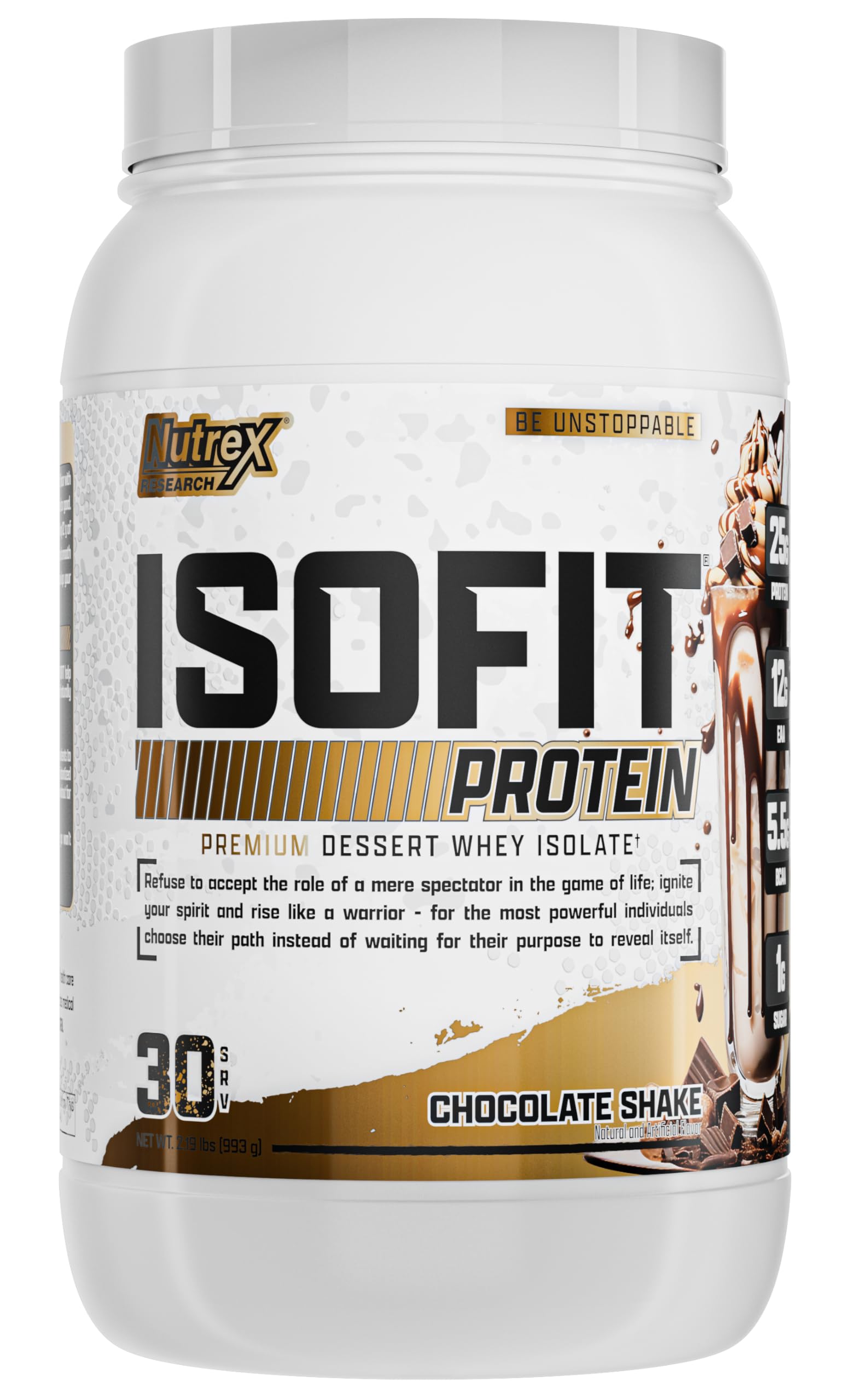 Nutrex Research IsoFit Chocolate Whey Isolate Protein Powder - 100% Pure Whey Protein Isolate for Muscle Recovery & Growth | Fast Absorbing, Easy Digesting with High EAAs | Chocolate Shake Flavor (2lbs, 30 Servings) | Perfect for Post-Workout Recovery, Meal Replacement & Healthy Snacking