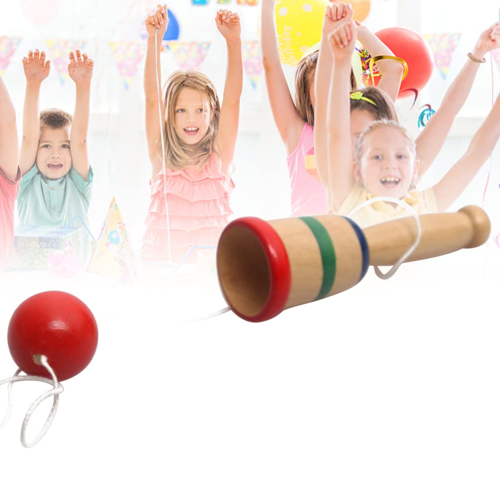 4pcs Wooden Coordination Game Toy for Kids - Outdoor Toss and Catch Ball Game, Preschool Learning Toys, Fun Ball and Cups Set, Wooden Balance Cup Kendama Toys, Child Bamboo Puzzle from Japan - Perfect for Backyard Play, Birthday Gifts & Montessori Activities