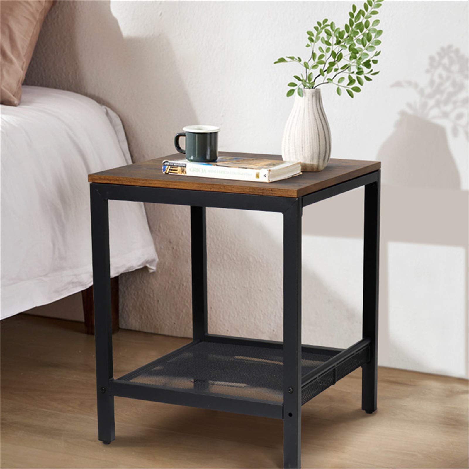 Modern Square Coffee Table with Metal Frame Legs - Brown Small Living Room Coffee Table for Home Decor, Sofa Side Table, Lounge Furniture - Perfect for Living Rooms, Apartments & Offices