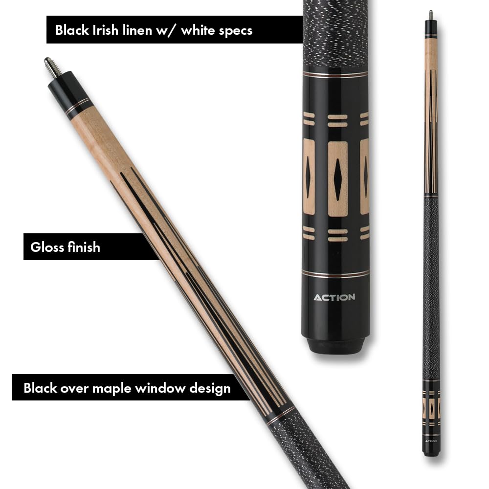 Premium Maple Wood Billiards Pool Cue Stick with Black Accents - Professional Tournament & Home Game Pool Accessory for Bars, Game Rooms & Recreational Play