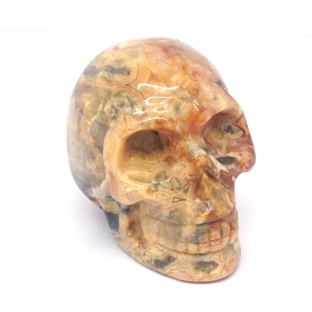 2 Pack Skull Statue Figurines - Natural Crystal Stone Chakra Healing Gemstone Sculpture for Home Decor, Halloween Party Decoration & Spiritual Gift (Perfect for Meditation Space, Yoga Room & Gothic Decor)
