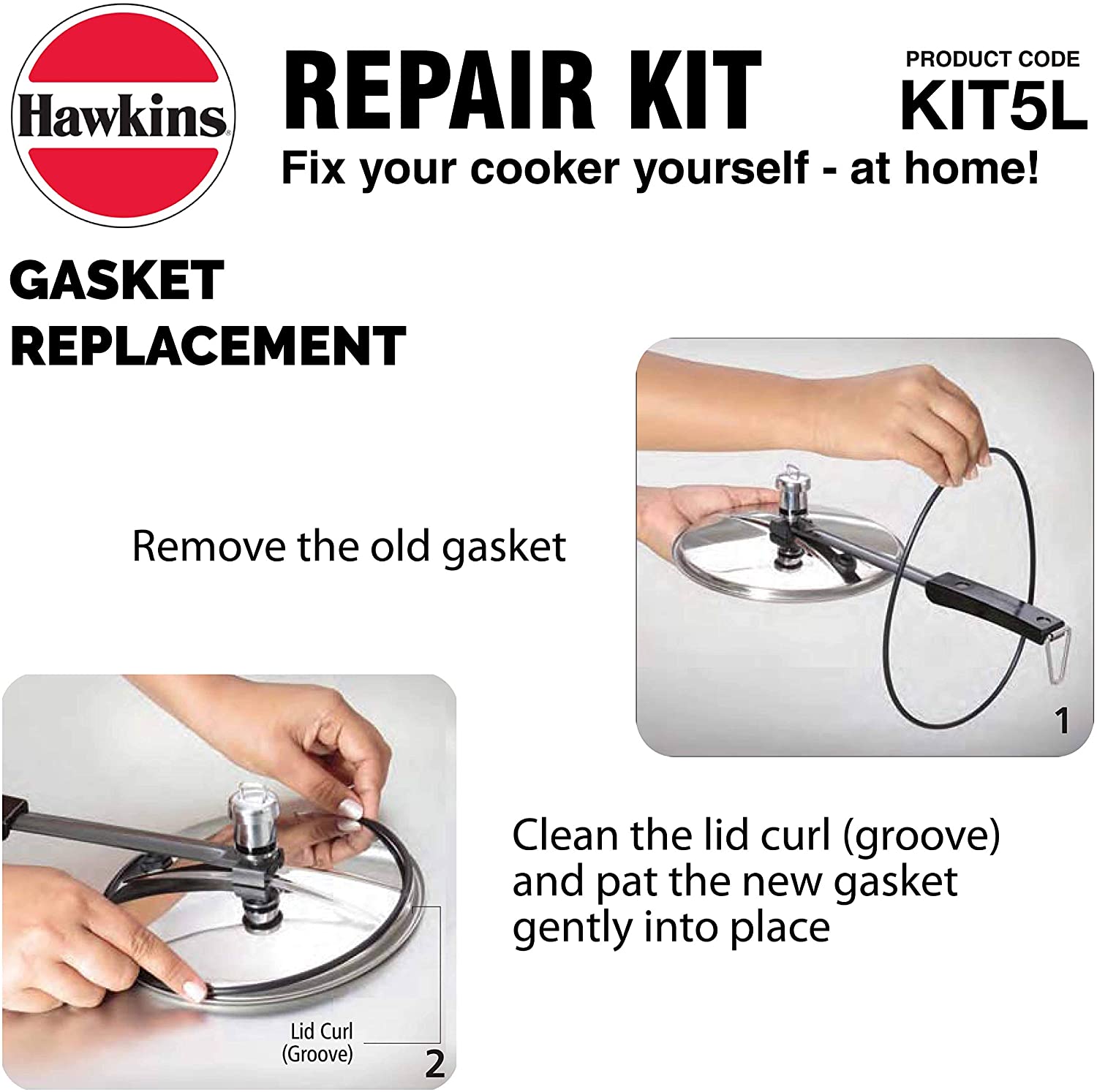 Hawkins Pressure Cooker Repair Kit KIT5L - Replacement Parts for Hawkins Cookers - Fix Leaks & Seal Issues - Perfect for Home Kitchen & Outdoor Cooking