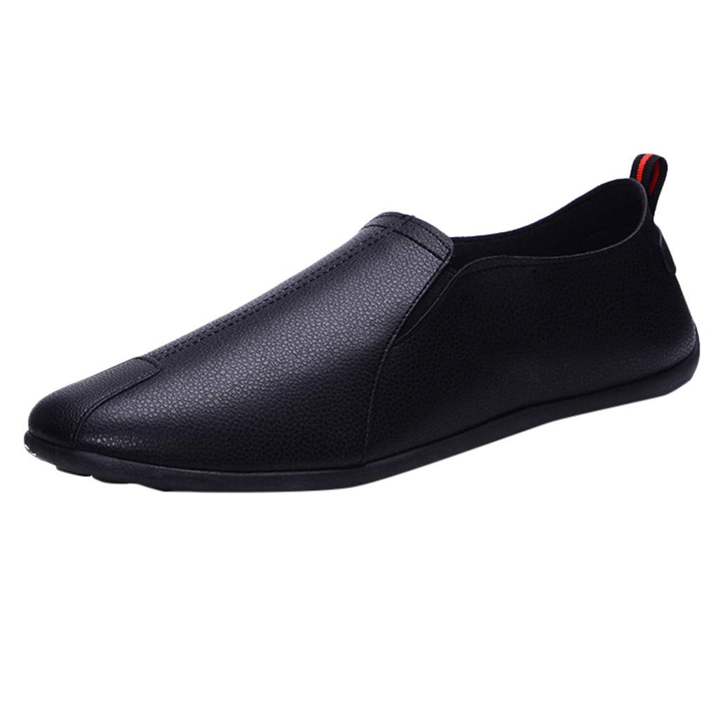 Waterproof Men's Leather Slip-On Boat Shoes - Breathable Casual Driving Shoes for Men in Black | Perfect for Outdoor Activities, Travel & Daily Wear
