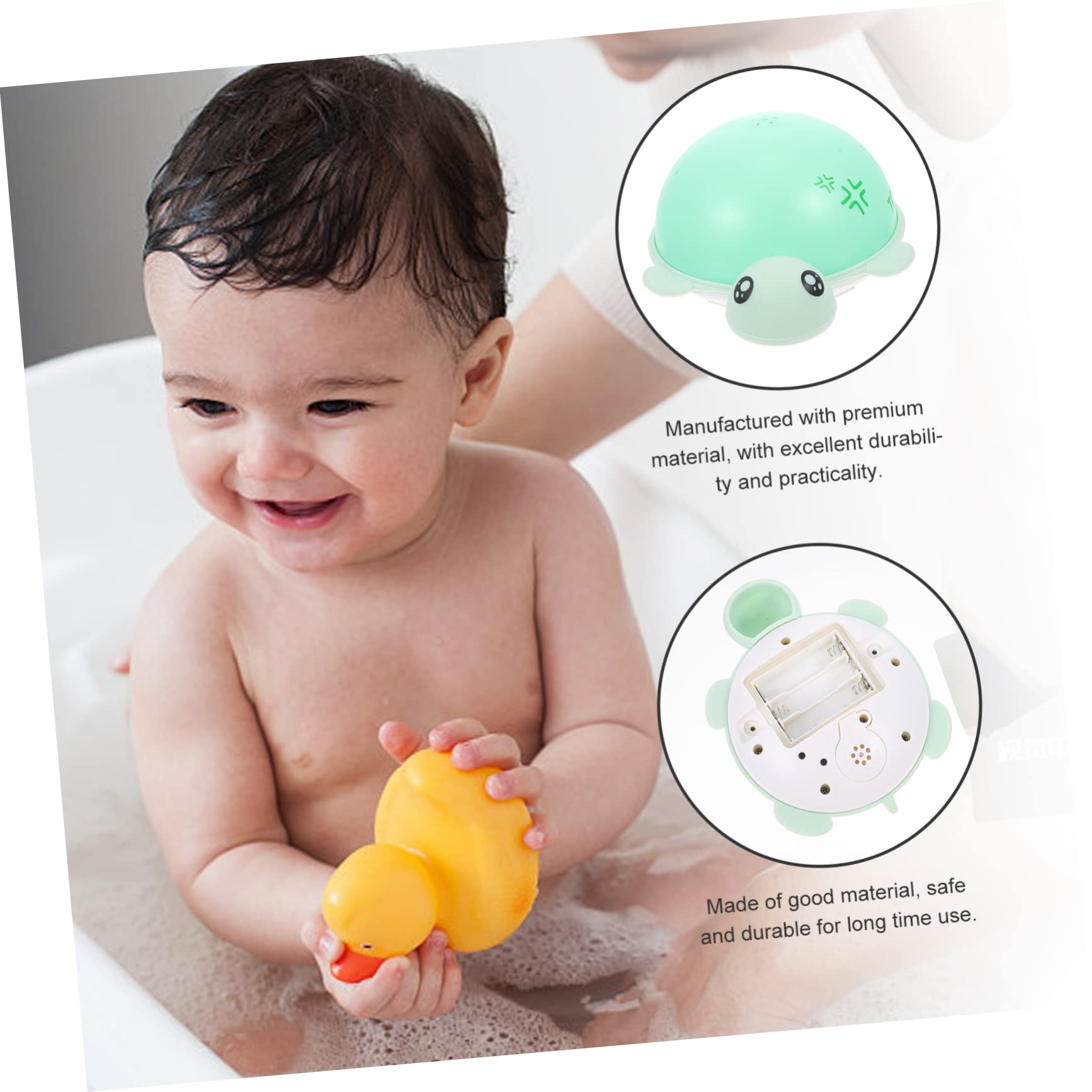Vaguelly 5pcs Glow in The Dark Turtle Bath Toys - Light Up Water Spray Fun for Kids, Safe & Absorbent Green Bath Time Play (Perfect for Bathtub, Pool & Outdoor Water Play)