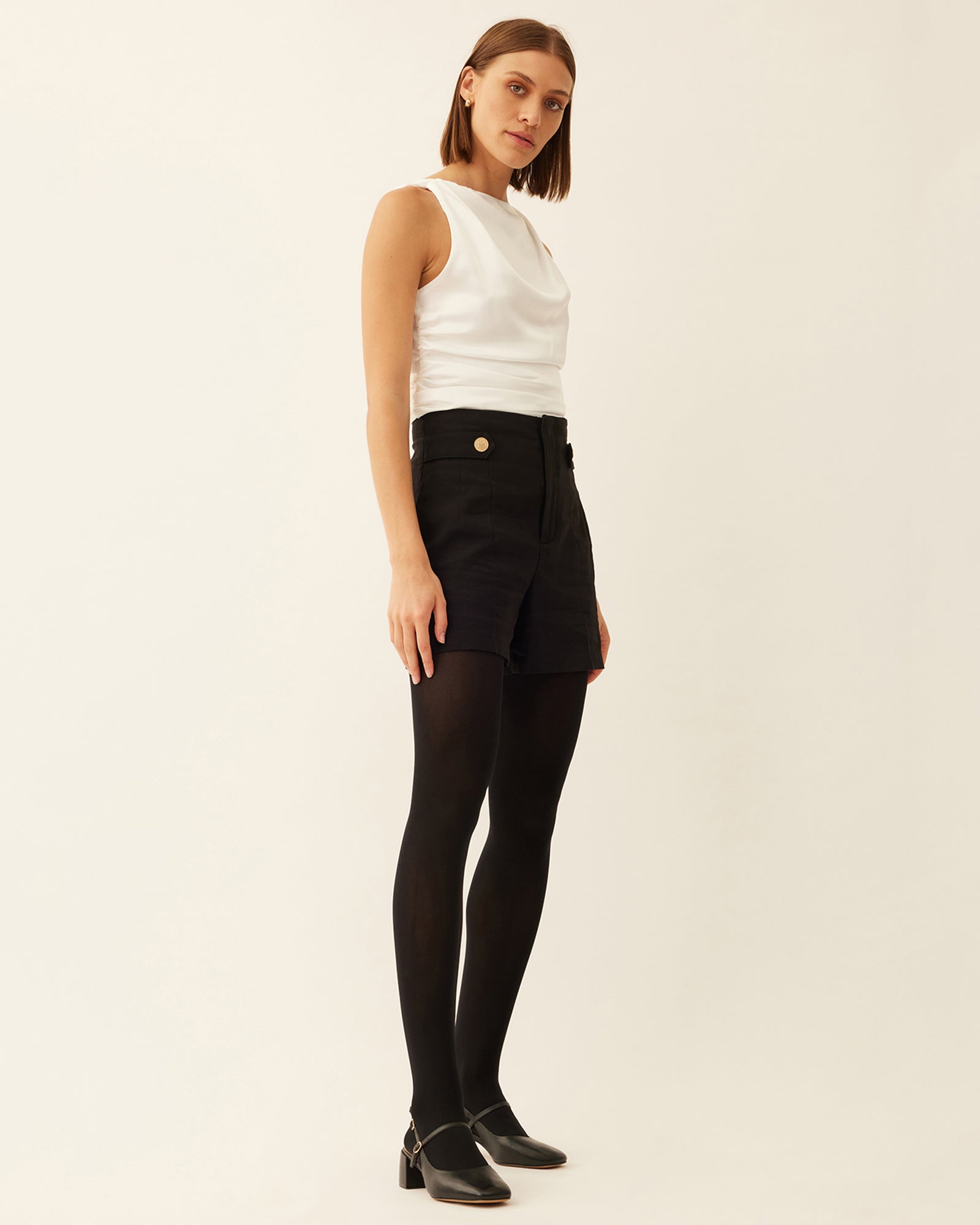 LEVANTE MATISSE 150 Denier Opaque Black Tights for Women - High Waist Control Top, Comfortable & Stretchy - Perfect for Work, Casual Wear & Everyday Use