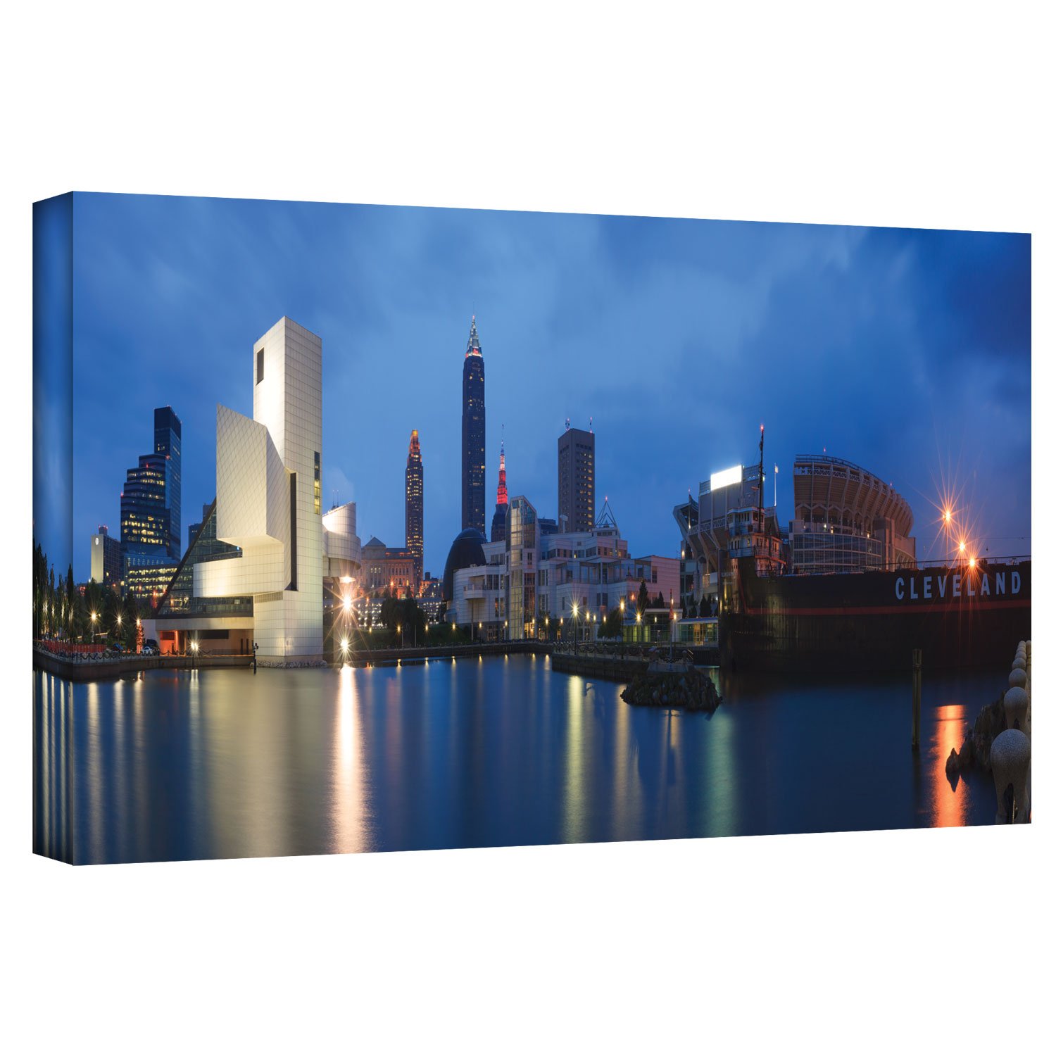 ArtWall Cody York 'North Coast Harbour, Cleveland' Gallery-Wrapped Canvas Art Print - 16x48 Inches - Modern Coastal Wall Decor for Living Room, Bedroom, or Office