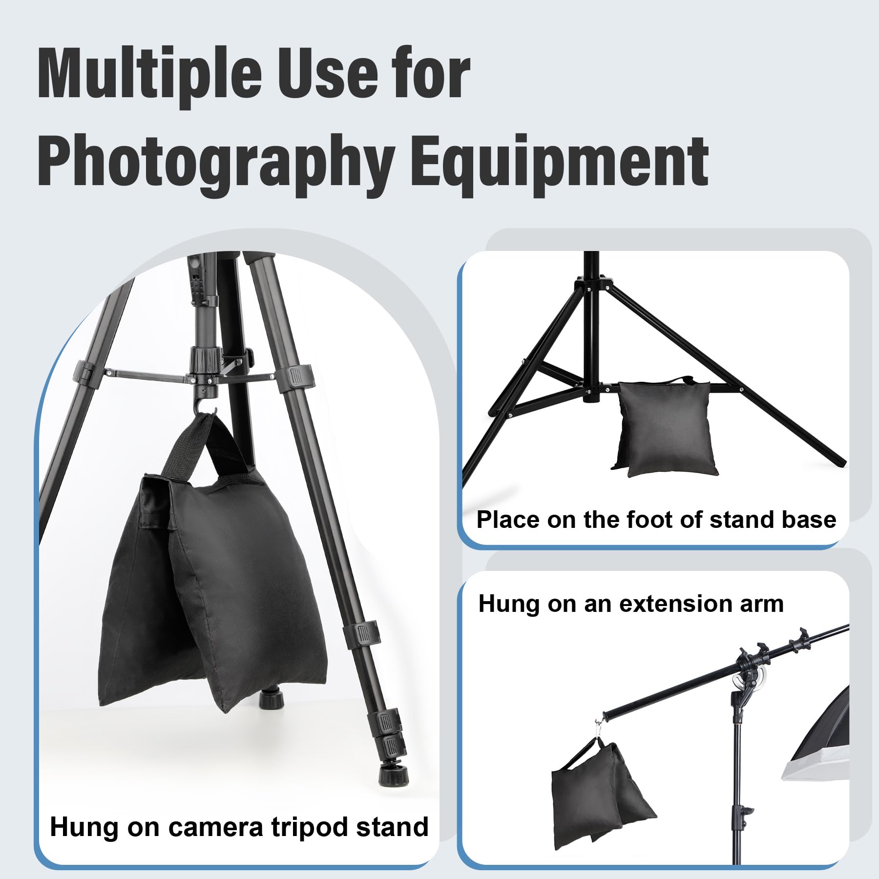 8 Pack Heavy Duty Sandbags for Photo Studio, Canopy, Umbrella Base - Weight Bags for Backdrop Stand, Tripod, Picnic Table & Fishing Chair - Perfect for Outdoor Events, Photography & Camping