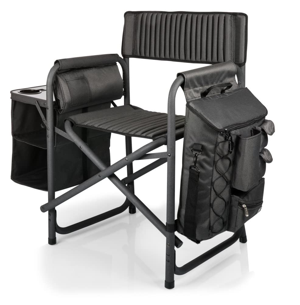 PICNIC TIME Fusion Backpack Chair with Cooler - Portable Outdoor Furniture for Camping, Beach & Tailgating - Dark Gray with Black Accents - One Size Fits All