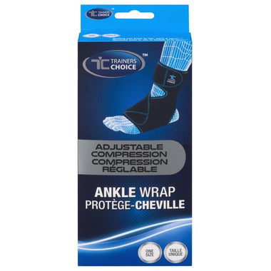 Trainer's Choice Ankle Compression Wrap - Support & Pain Relief for Sprains, Arthritis & Sports Injuries - Ideal for Running, Basketball & Workout Recovery