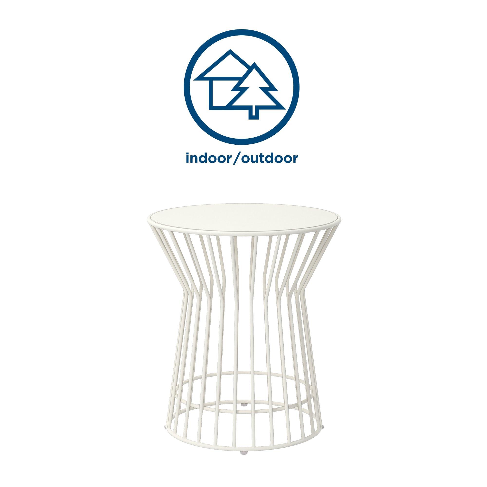 Novogratz 88068WHT1E White Outdoor Side Table - Waterproof Poolside Accent Table for Patio, Garden & Backyard Decor