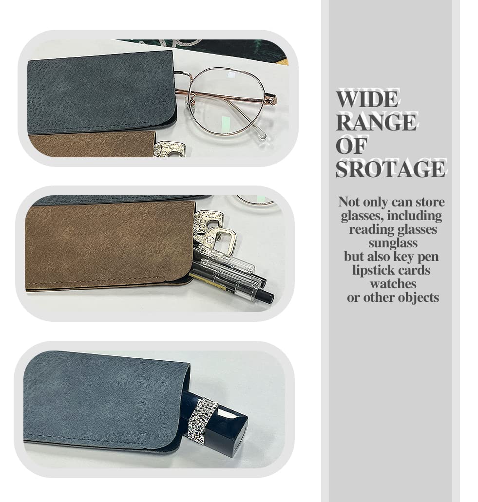 Premium 3-Pack PU Leather Glasses Case Set - Soft Waterproof & Dustproof Eyeglass Holder Pouch for Reading Glasses Storage (3 Colors) - Perfect for Travel, Office & Daily Eyewear Protection