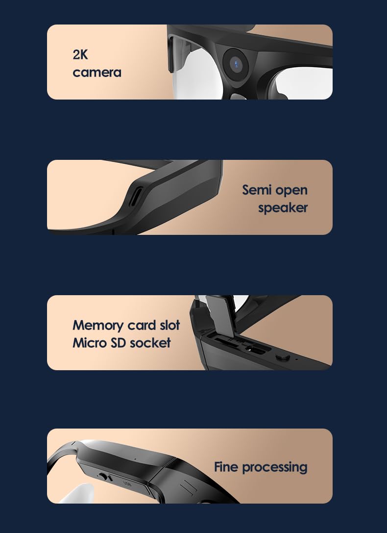 4K HD Glasses Camera - Polarized Bluetooth Sunglasses with Built-in Dash Cam for Cycling, Sports & Outdoor Adventures | Mini Action Camera for Hands-Free Recording