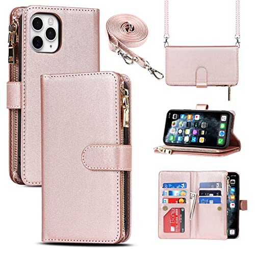 9 Card Slots Lanyard RoseGold