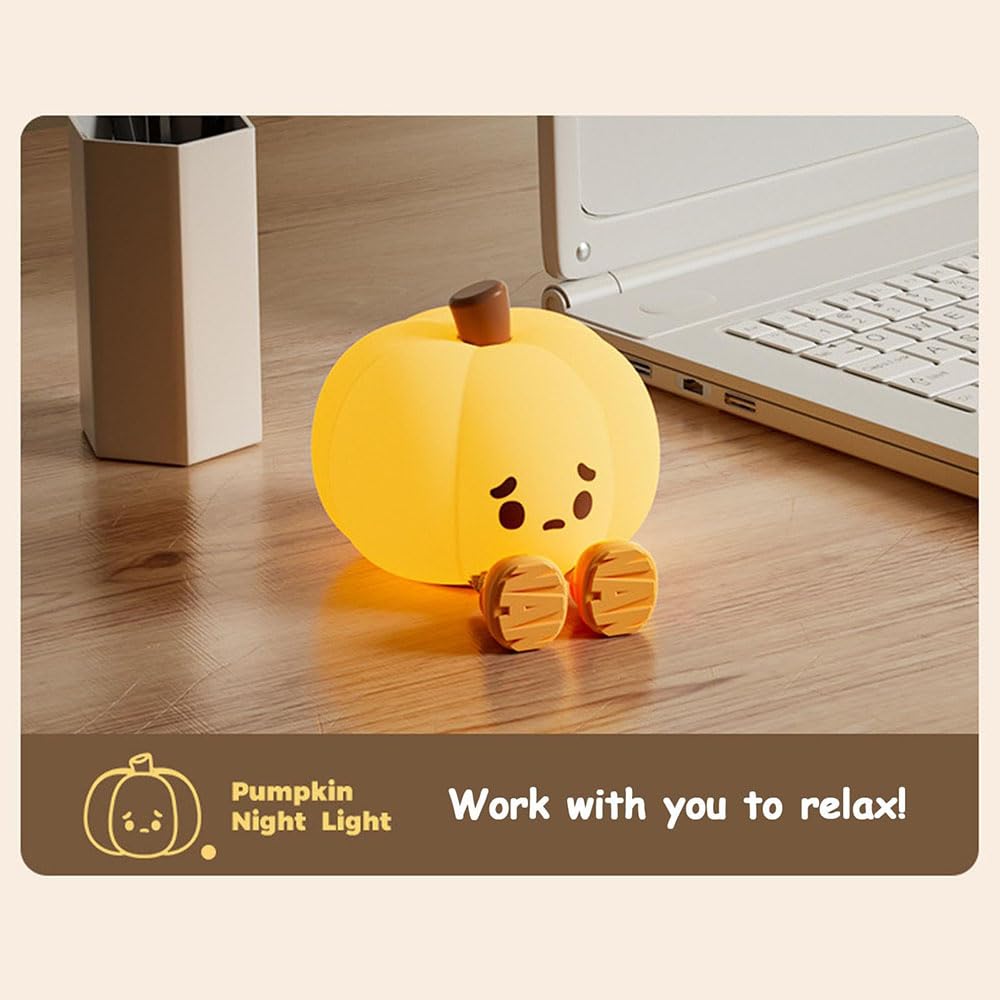 Zureto Pumpkin Buddy Light - Halloween Cute Squishy Pumpkin Ghost Night Light with Feet - Perfect for Kids' Bedroom, Nursery Decor & Spooky Party Ambience (1 x Ghost)