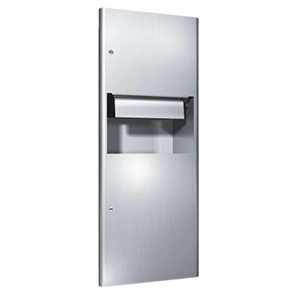 ASI 94696A Automatic Roll Paper Towel Dispenser with Built-in Waste Receptacle - Recessed Wall Mount Satin Finish for Restrooms, Kitchens & Commercial Spaces