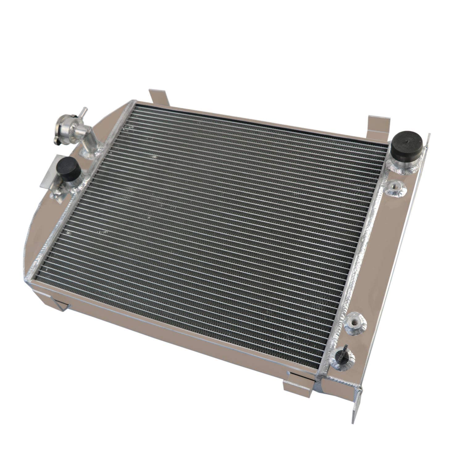 4 Row Aluminum Radiator for 1932-1934 Ford Model A & Chevy V8 Engine - Full Aluminum Cooling System with Shroud Fan & Relay Kits - Perfect for Hot Rod, Classic Car Restoration & Performance Upgrades