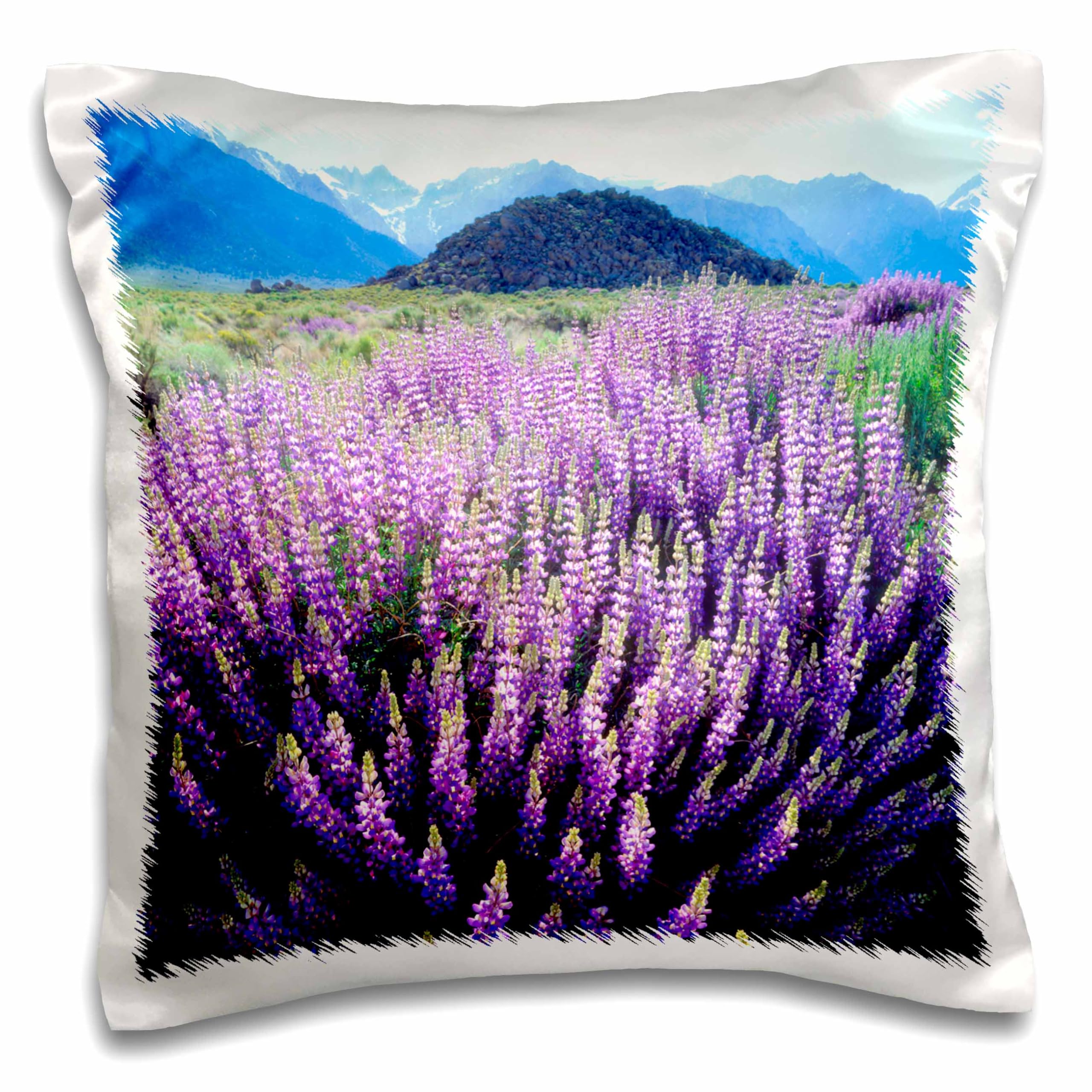 3dRose USA California Sierra Nevada Mountains Wildflowers Below Mt Whitney 16x16 Inch Pillow Case - Home Decor, Bedroom Accessory, Perfect for Living Room & Guest Room Decor