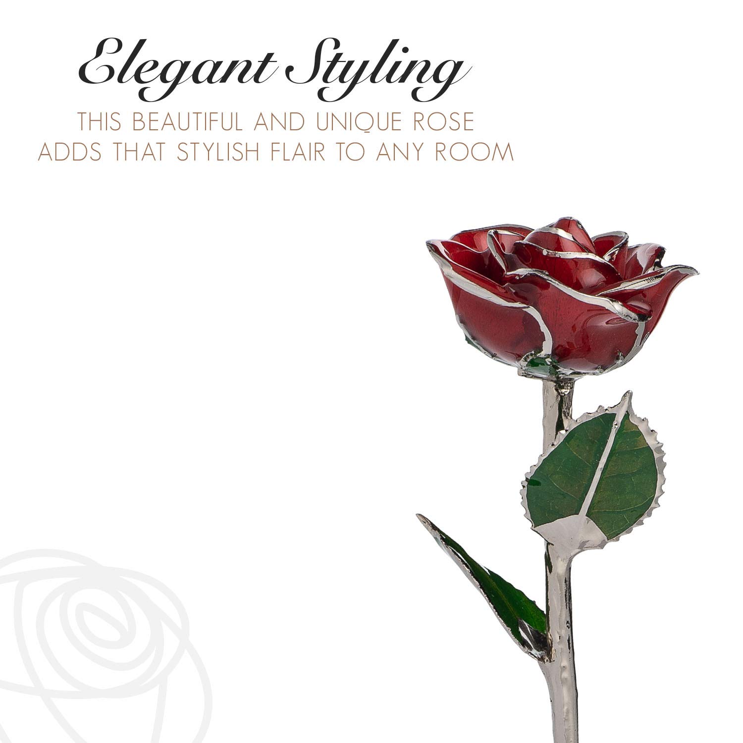 Forever Rose Red Platinum - Preserved Real Rose Dipped in Lacquer with Platinum Trim | Romantic Gift for Women, Men, Anniversary, Valentine's Day | Perfect for Home Decor, Wedding Centerpieces & Luxury Gift Giving