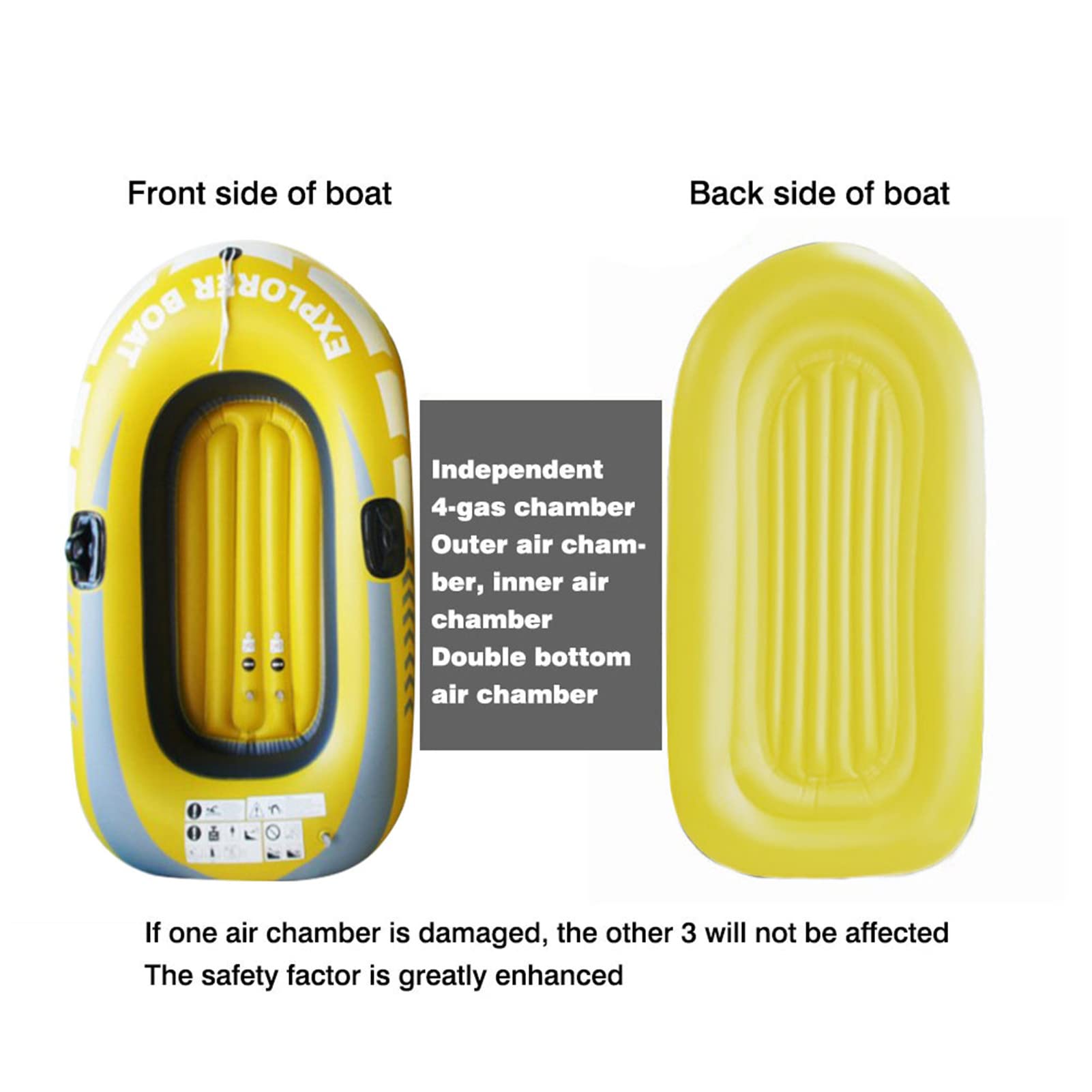 Inflatable Kayak Boat for 1-2 Persons - Lightweight Fishing Canoe with Double Valve & Decorative Stickers - Portable Dinghy for Lakes, Rivers & Marine Fishing (1 Person)