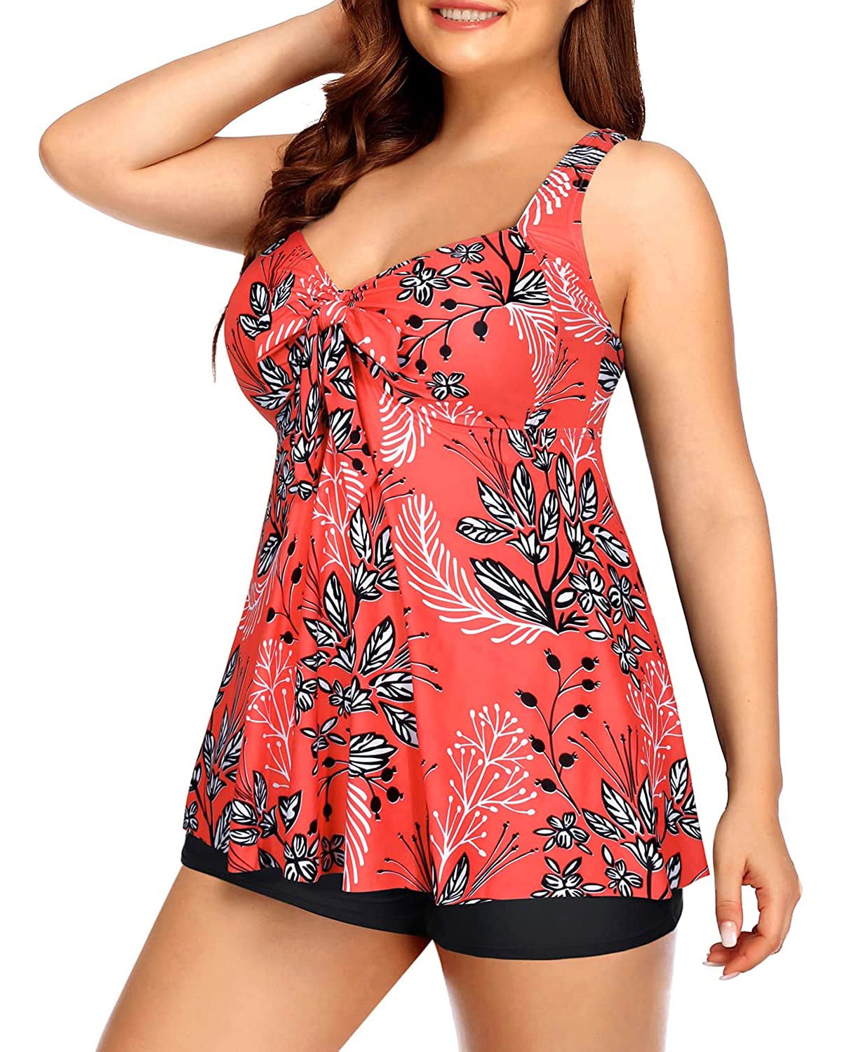 Plus Size Tankini Swimsuits for Women - 2 Piece Tummy Control Swim Top with Shorts | Long Flowy Bathing Suits for Beach, Pool & Vacation | Comfortable Swimwear for Curvy Women