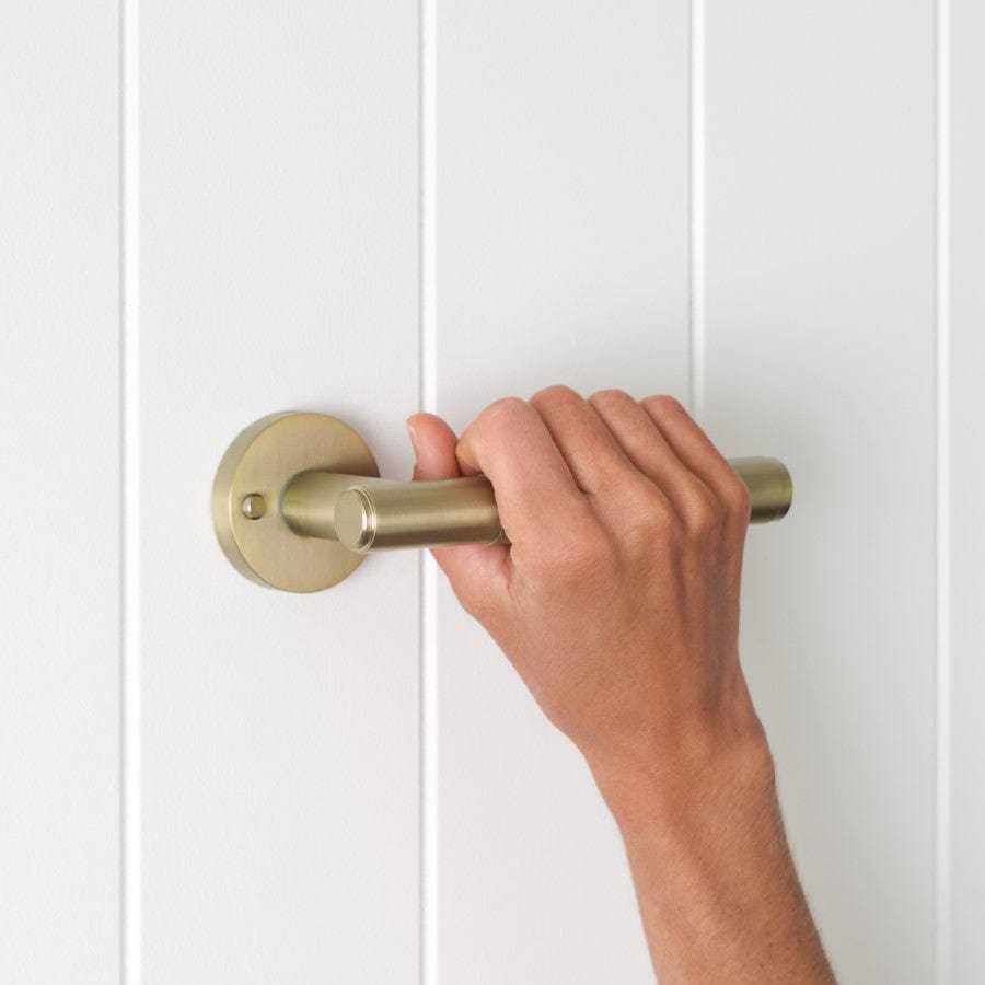 Premium Melbourne Door Handle with Lock - Warm Brushed Nickel Finish for Bedroom, Bathroom & Interior Doors - Durable & Stylish Hardware for Home Security