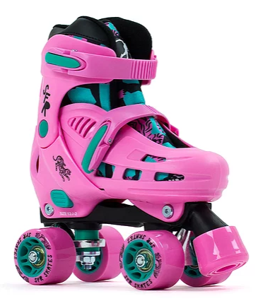 SFR Storm IV Quad Roller Skates for Women & Girls - Pink & Green Outdoor/Indoor Skates for Fitness, Rink & Street Skating