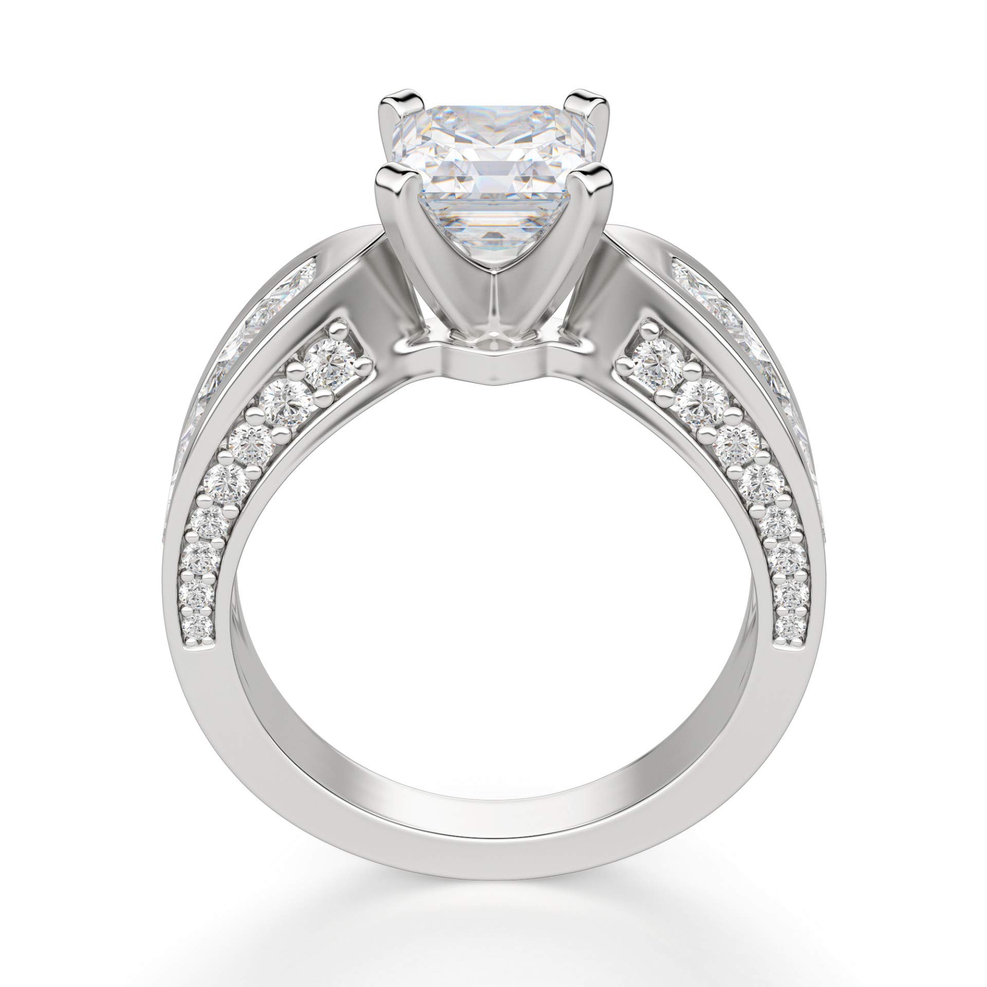 2.50CT Asscher Cut VVS1 Colorless Moissanite Engagement Ring - 925 Sterling Silver Wedding Promise Ring for Women, Perfect Gift for Anniversary, Proposal & Special Occasions