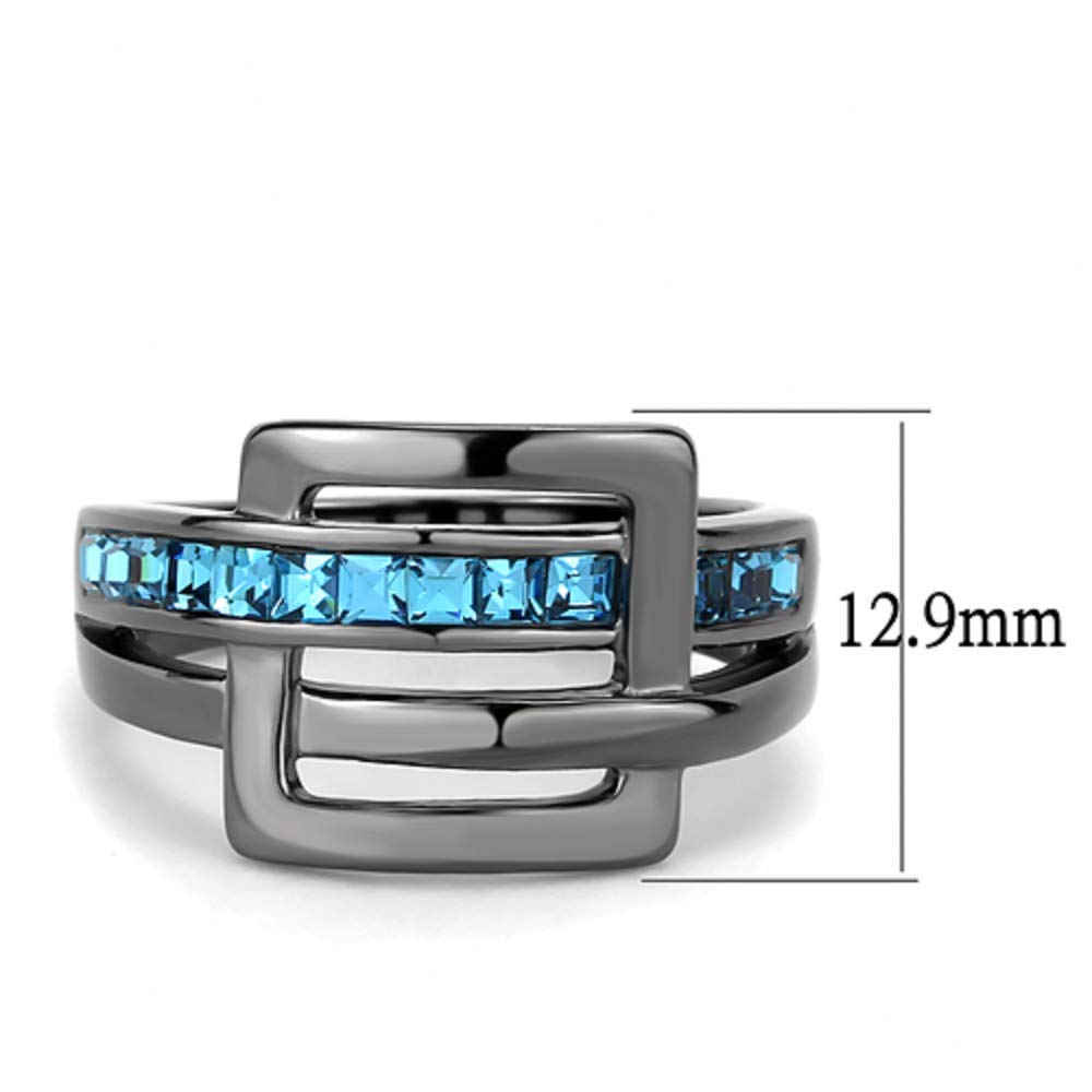 WildKlass Stainless Steel Crystal Ring for Women - Sea Blue for Party & Wedding