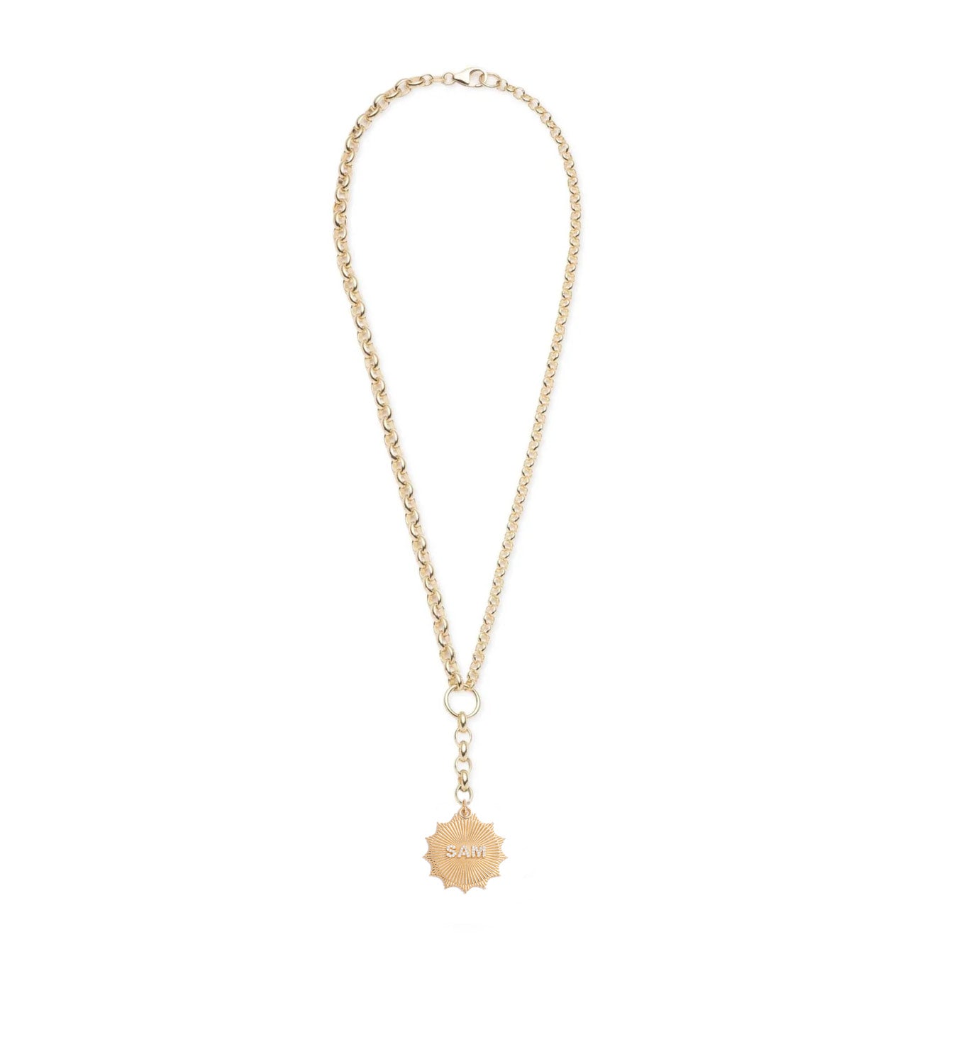 Custom Engraved Love Token Necklace - Heavy Mixed Belcher Chain with Radiating Design - Perfect for Anniversaries, Valentine's Day & Romantic Gifts