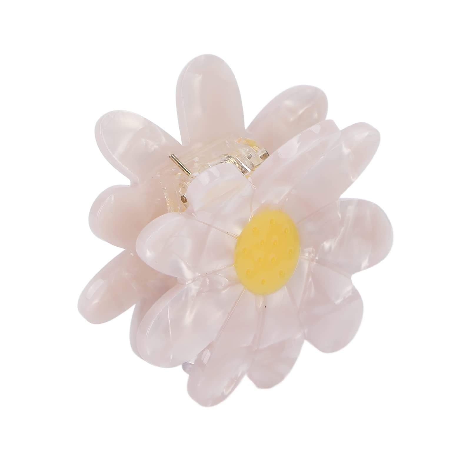 Strong Grip Flower Hair Claw Clip with Clenched Teeth - Anti-Slip Hair Clips for Women, White Daisy Design - Perfect for Daily Use, Workouts & Updos