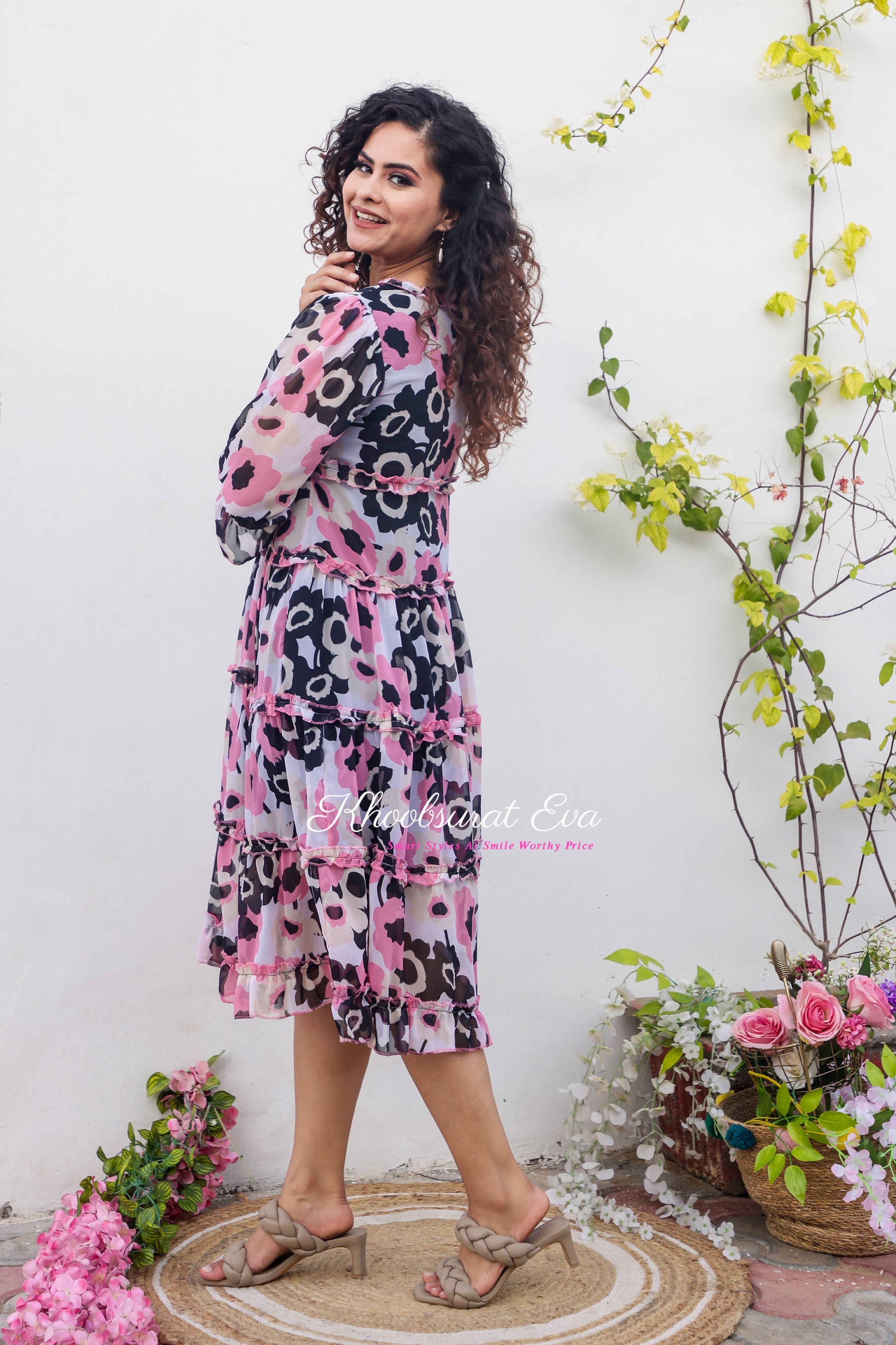 Elegant Pink Floral Print Maxi Dress for Women - Summer Beach Party & Boho Chic Fashion - Perfect for Vacations, Weddings & Outdoor Events