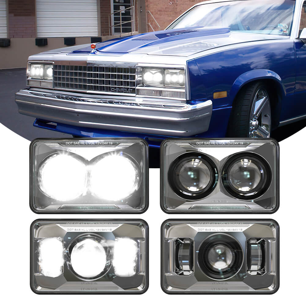4-Pack 4x6 Inch LED Headlight Bulbs - DOT Approved H4651 H4652 H4656 H4666 H6545 Replacement - Perfect for Off-Road Trucks, Jeeps & SUVs - High Brightness for Night Driving & Foggy Conditions