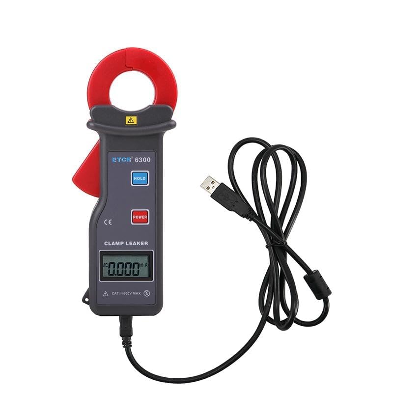 ETCR6300 Digital Clamp Meter - High Accuracy AC Current Tester (0.000mA-60.00A) with LCD Display, 0.001mA Resolution, 25×30mm Clamp & USB Interface - Perfect for HVAC, Electrical Maintenance and Industrial Current Measurement