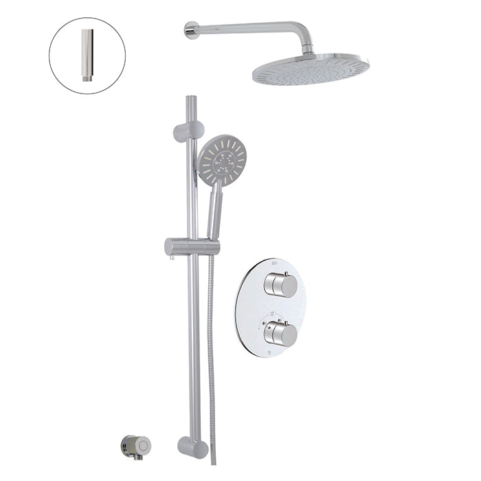 ALT CIRCO Thermostatic Shower System - 2 Functions (Black & Chrome) for Luxury Bathroom & Spa Experience