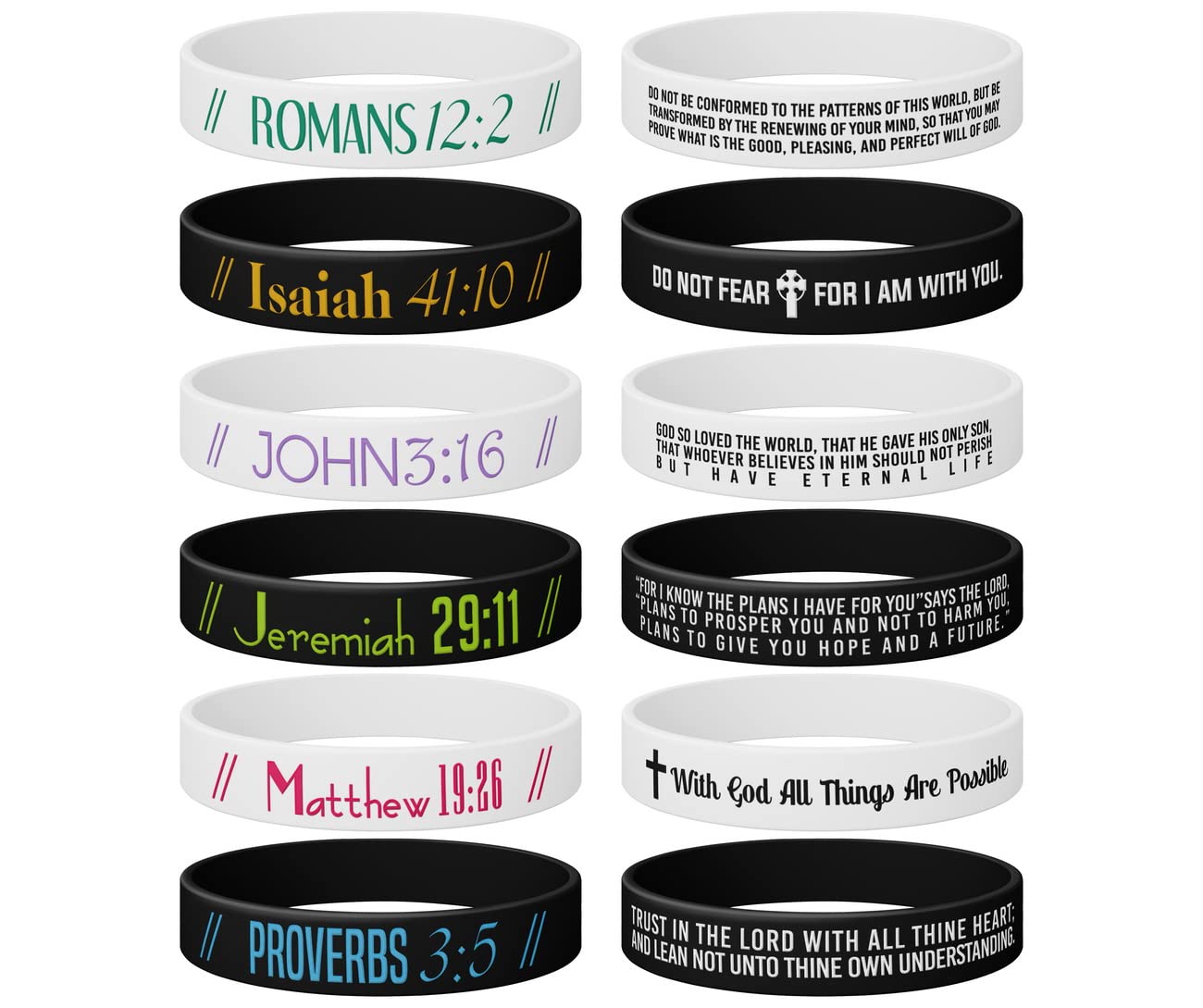 Christian Inspirational Bible Verse Silicone Bracelets (12-Pack) - Religious Rubber Wristbands with Scripture Quotes for Women, Men & Youth - Perfect for Church Events, Bible Study Gifts & Christian Party Favors
