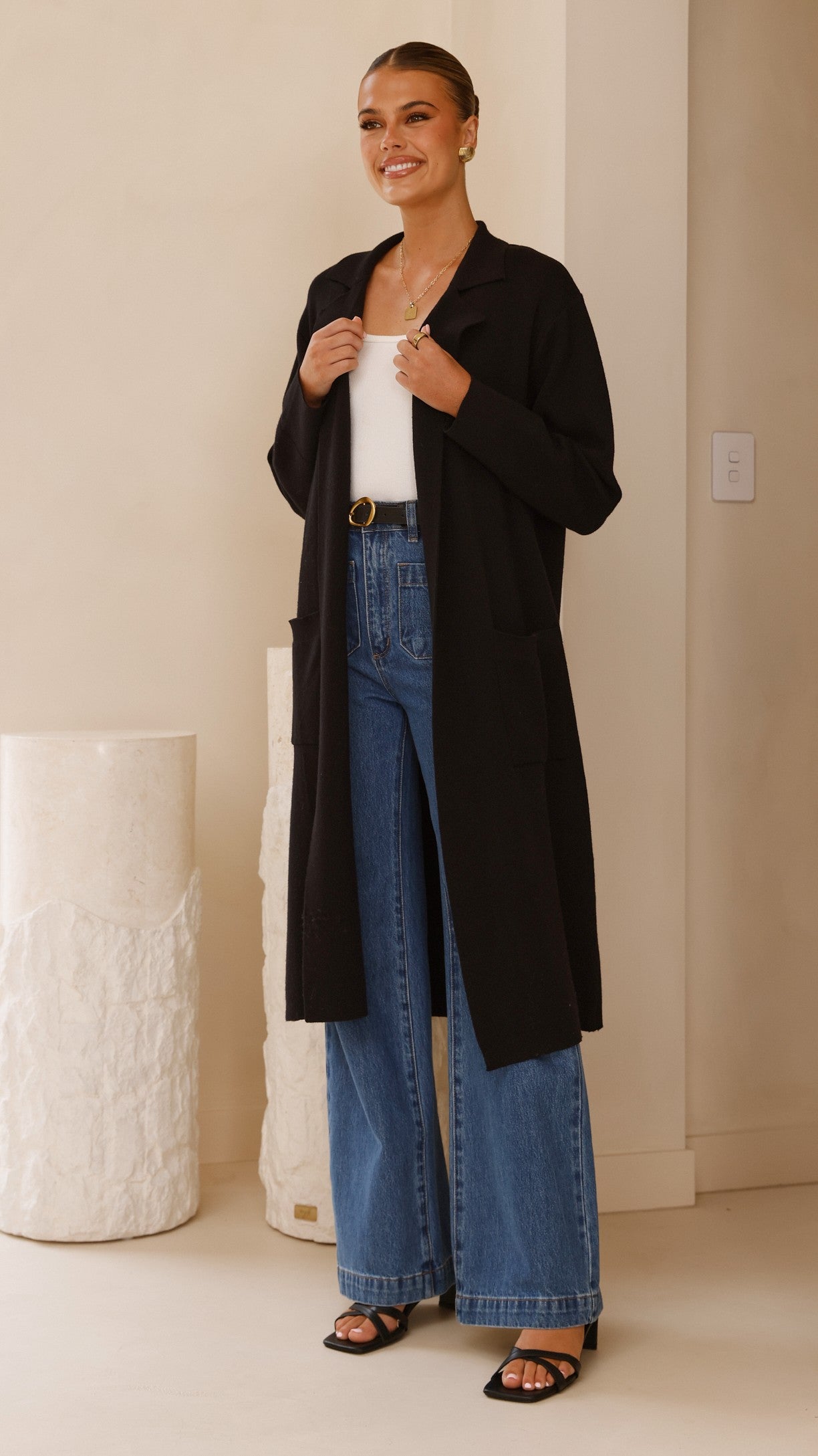 Kira Coatigan - Stylish Black Cardigan Sweater for Women | Perfect for Office, Casual Outfits & Layering
