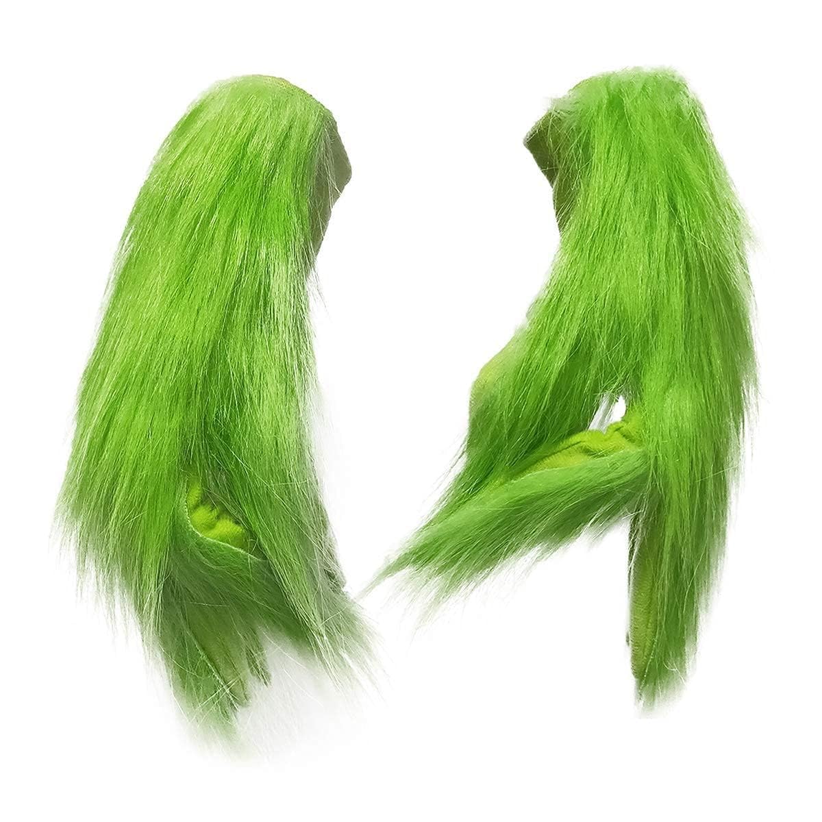 Saoniang Christmas Cosplay Gloves - Santa Costume Gloves for Holiday Parties & Festive Events - Green Velvet Gloves for Christmas Costumes, Cosplay, and Winter Celebrations