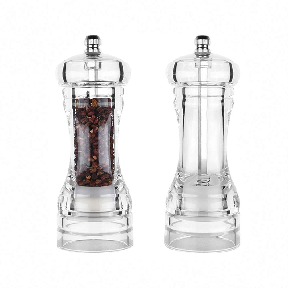 Premium Acrylic Salt and Pepper Grinder Set - Manual Ceramic Core Mill for Fresh Seasoning - Transparent Kitchen Tool for Cooking, Baking & Tabletop Seasoning